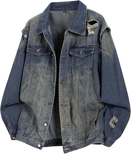 Men's Classic Denim Jacket Standard Fit Button down Jean Jacket Vintage Washed J