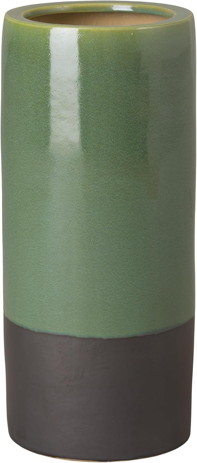 Emissary Home and Garden Two-Tone 19.5 in. H Round Ceramic Umbrella Stand in Eggplant with High-fire Treatment