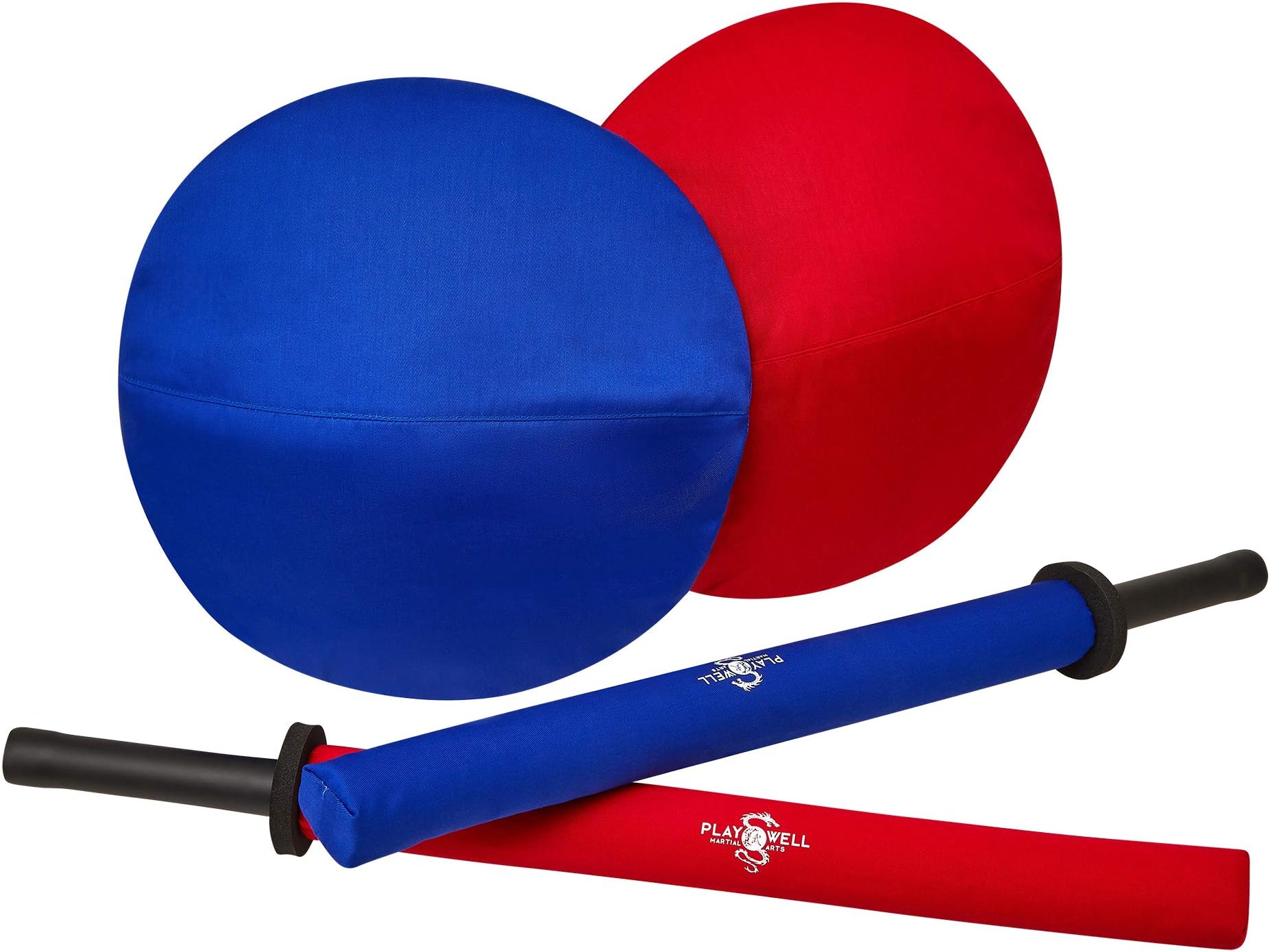 Playwell Childrens Martial Arts Sports Battle Full Contact Sparring Dual Combo Sword & Shield - Blue & Red Set