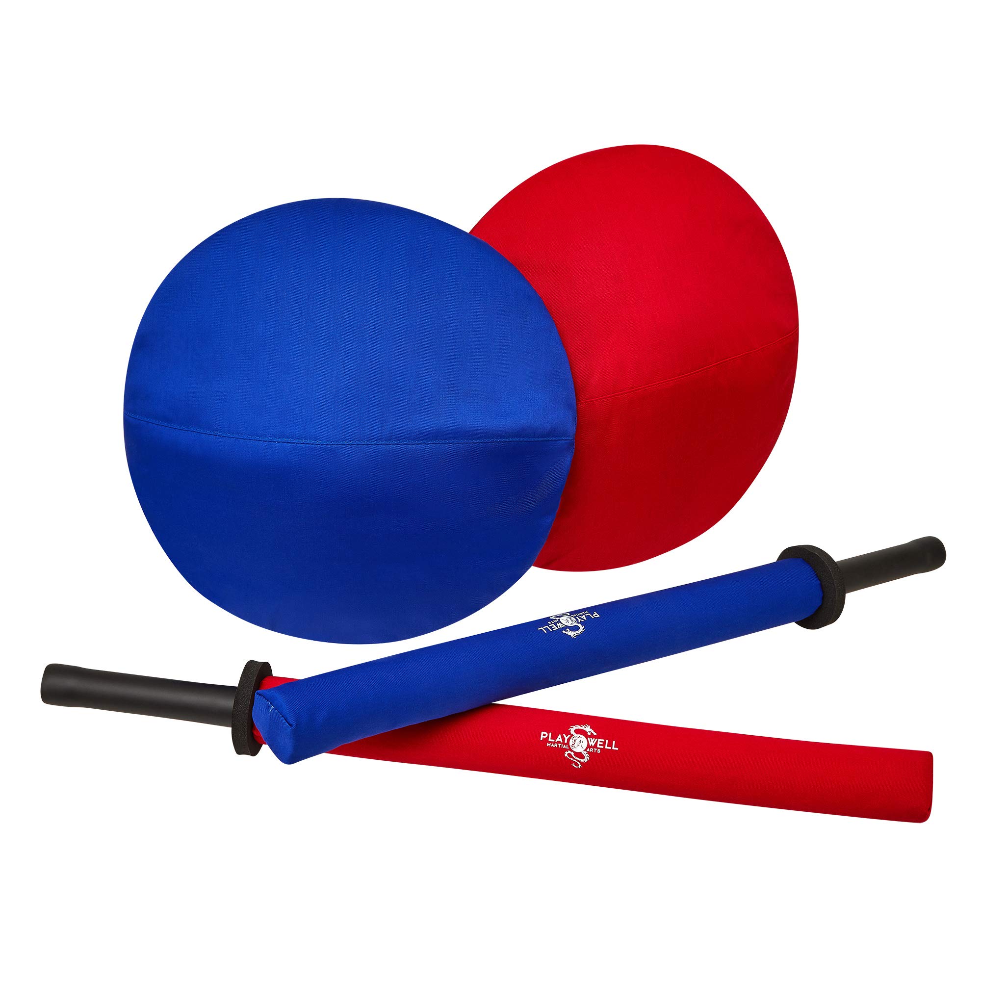 Playwell Childrens Martial Arts Sports Battle Full Contact Sparring Dual Combo Sword & Shield - Blue & Red Set