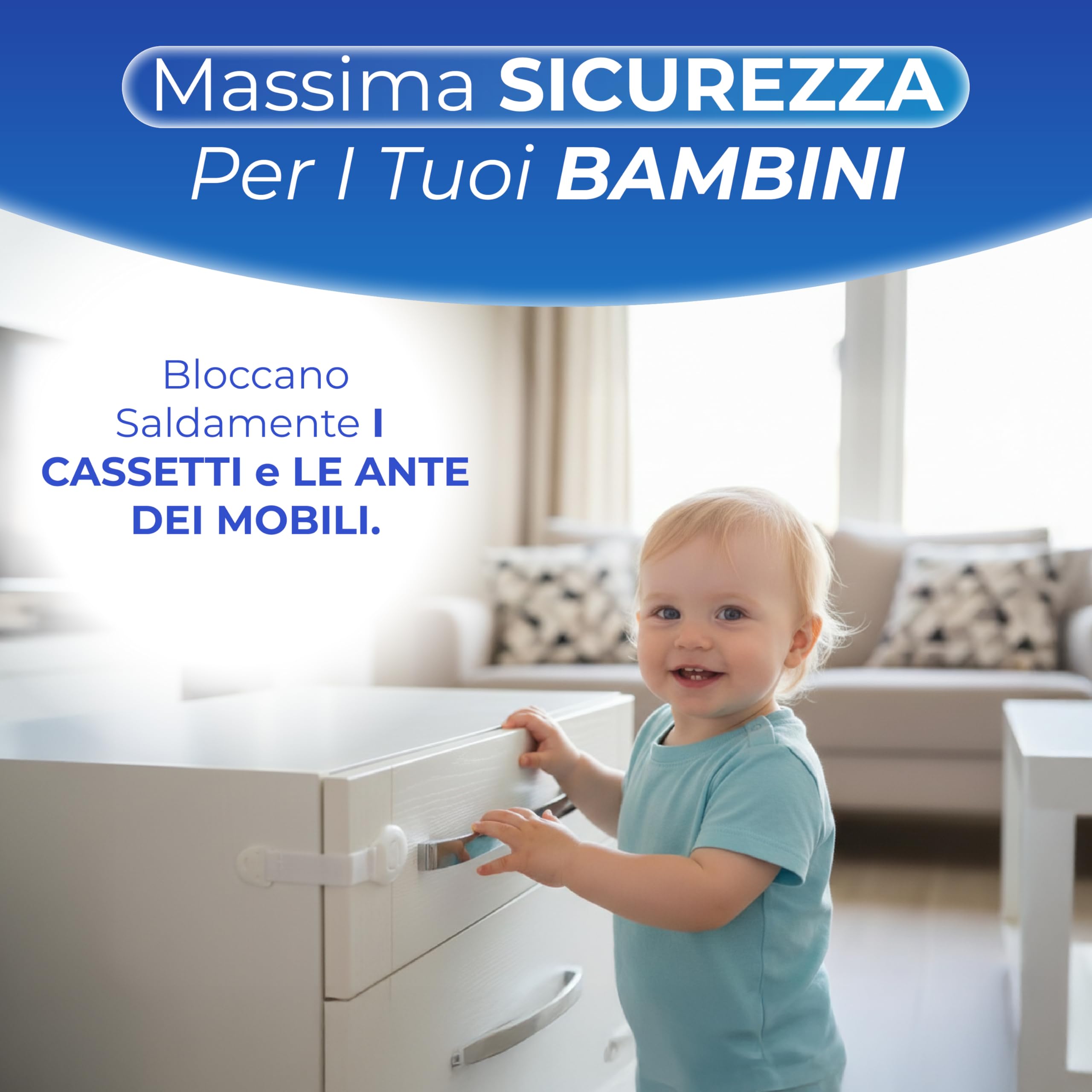 Blocca Cassetti Per Bambini Con Chiusura Di Sicurezza Adesiva, Installazione Senza Fori, Adesivo Ultra Resistente – Sicurezza Per Mobili Cucina Armadi Frigorifero