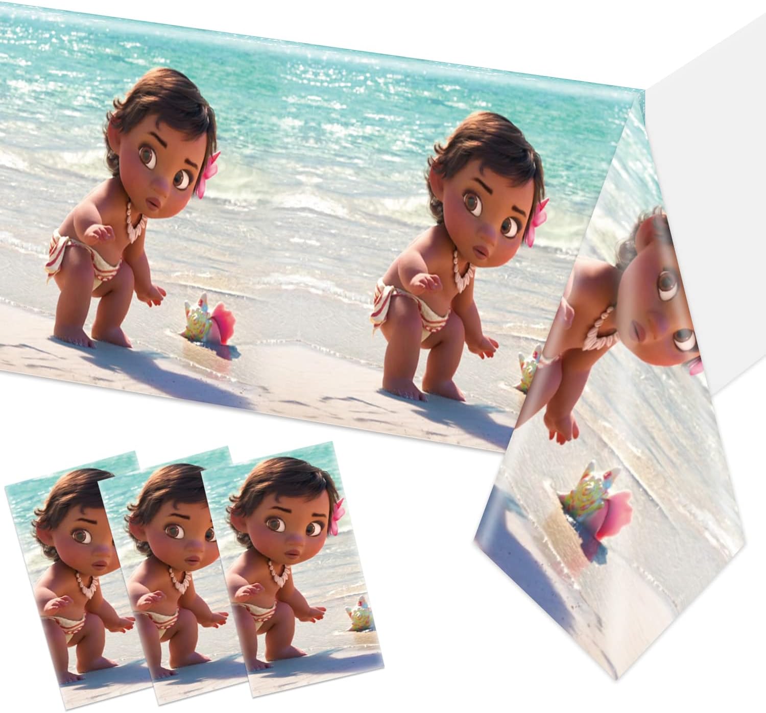 3 Pieces Cartoon Tablecloths Cartoon Table Moana Plastic Table Covers for Immerse Yourself in The Enchanting World of Cartoon Birthday Party Decoration Supplies