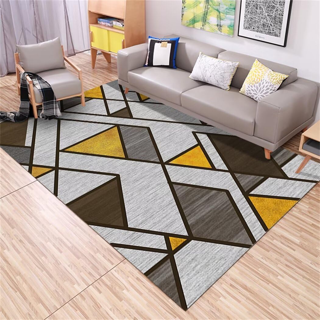 Tapis grand salon moderne jaune 160x230 tapis long de salle à manger