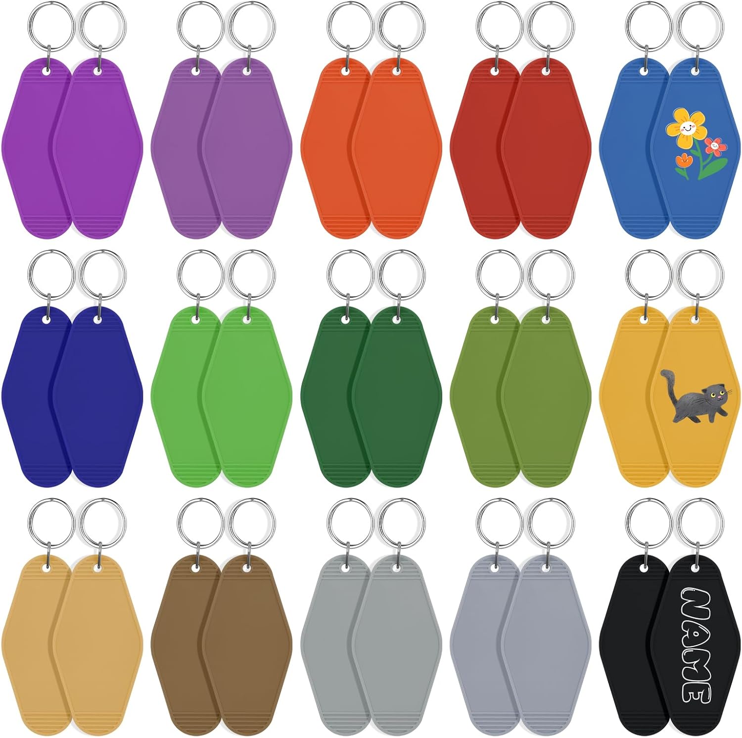 LOTMER 20/30/40/80 PCS Hotel Keychain Blank with Key Rings, 60 Colors Motel Key Chains for DIY Keychains
