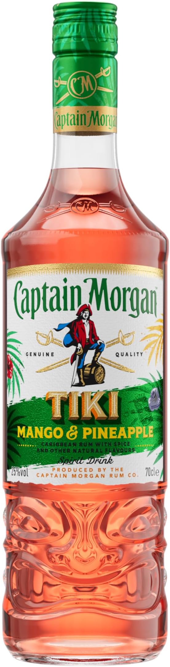 Tiki Pineapple & Mango | 25% vol | 70cl | Rum Based Spirit | Shaped in a Tiki Totem Bottle | Taste of the Tropics