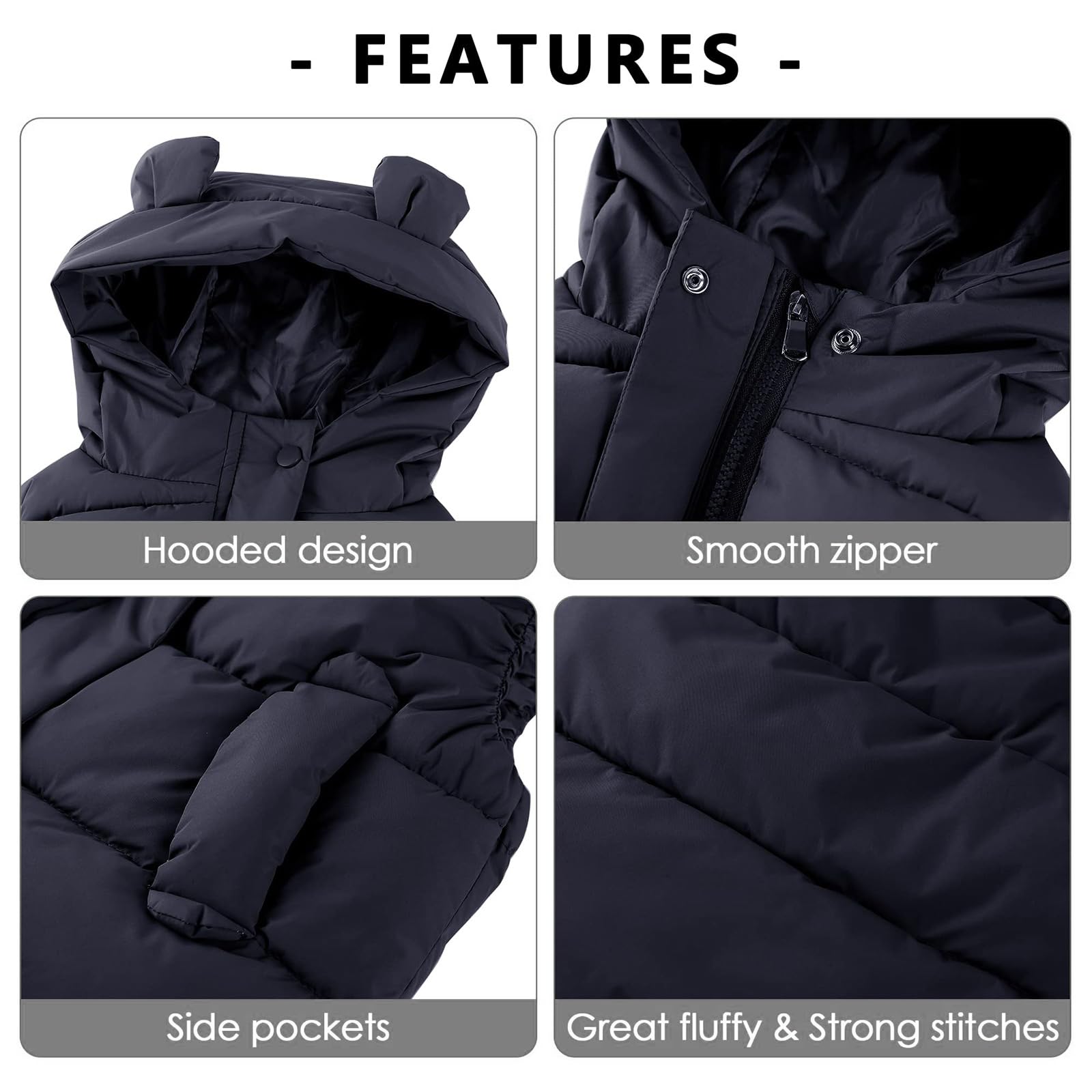 JiAmy Gilet Imbottito per Bambini, Cappotto Senza Manica con 2 Tasche e Cappuccio Abbigliamento Leggero Minimalista per 1-5 Anni