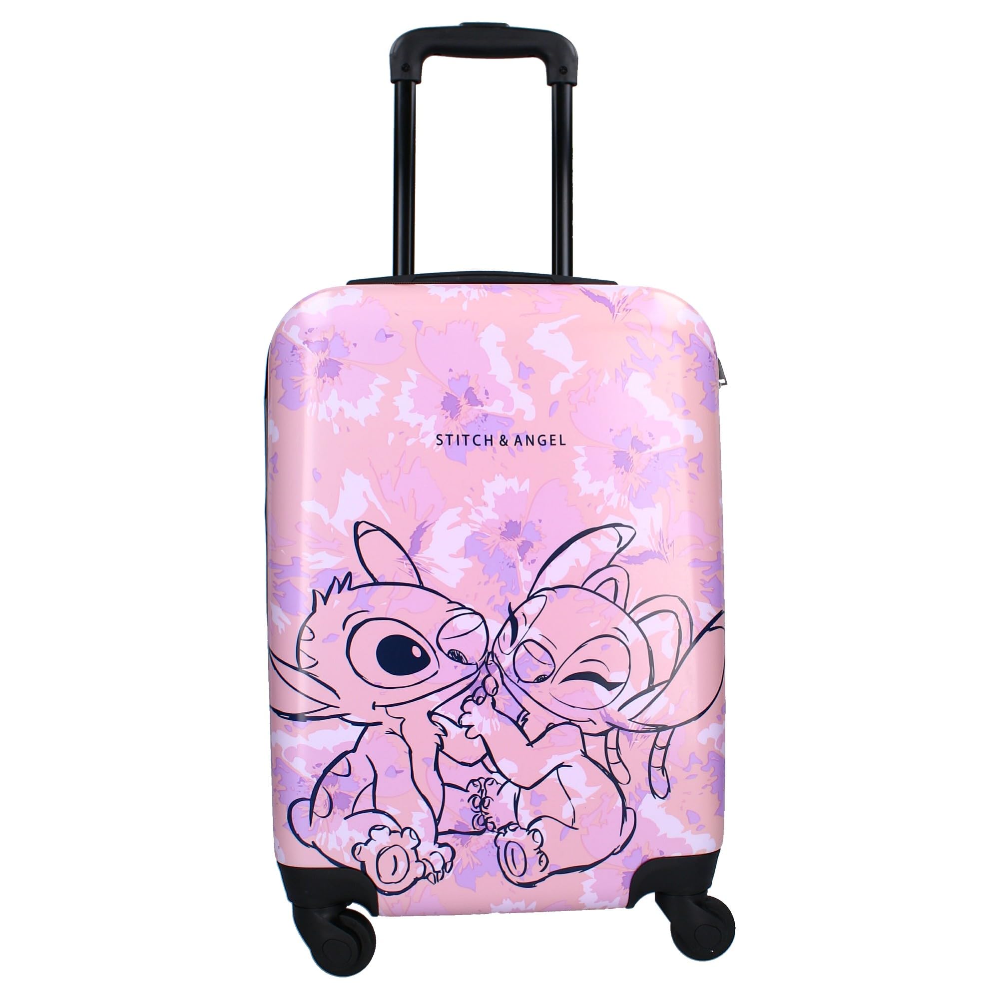 Vadobag STITCH e ANGEL - Valigia rigida in ABS Trolley da Viaggio per Bambini - 4 Ruote - Maniglia Estensibile - 46x33x21cm - Capacità 31 Litri - Colore Rosa