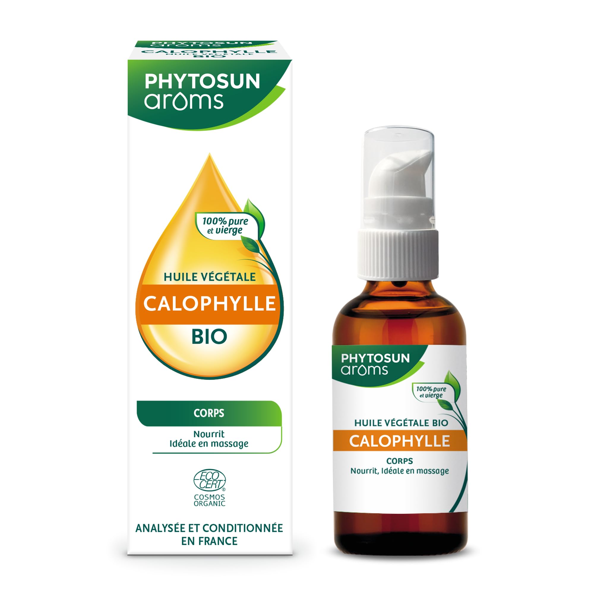 PHYTOSUN AROMS - Huile Végétale de Calophylle Bio - 100% Bio - Analysée & Conditionnée en France - Corps - Nourrit la peau - 50 ml