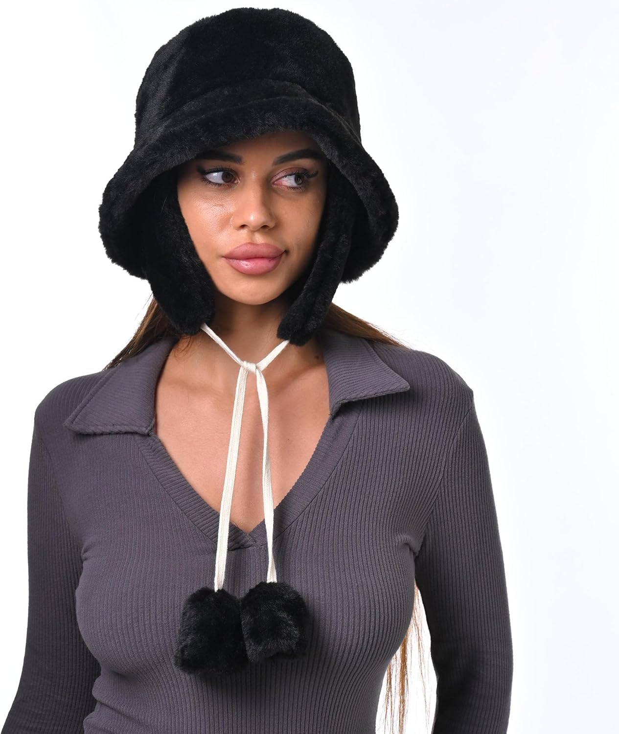 Fuzzy Bucket Hat Women Men Furry Cute Bucket Hats Winter Warm Plush Fisherman Fluffy Sherpa Funny Hat - Image 6