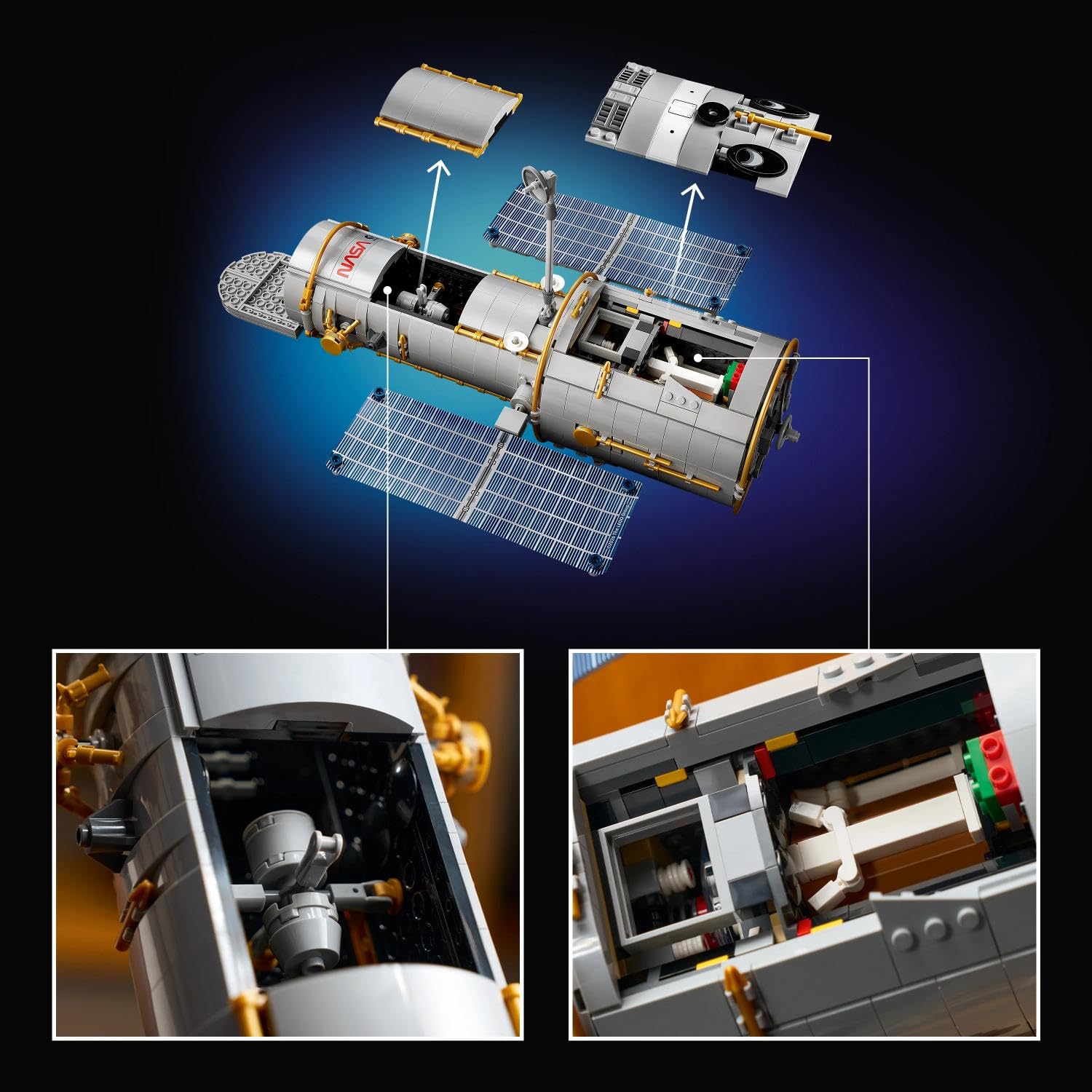 LEGO Icons Hubble-Weltraumteleskop - 3D Modellbau Kreativset für Erwachsene - Mint-Set mit beweglichen Sonnensegeln, Instrumentenschacht & Astronaut Minifigur - DIY Astronomie Geschenk - 11382