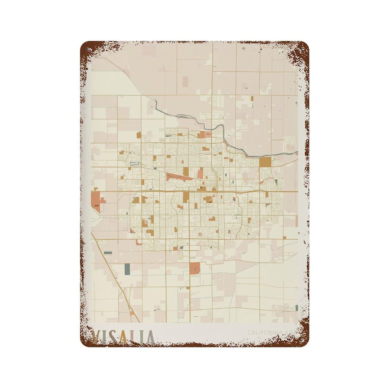xiaoxiaoshen Visalia Map California Travel Gift Boho Wall Decor Art Metal Tin Poster Modern Home Decor Art Home Bar Shop Decorations Vintage Sign 40x30cm
