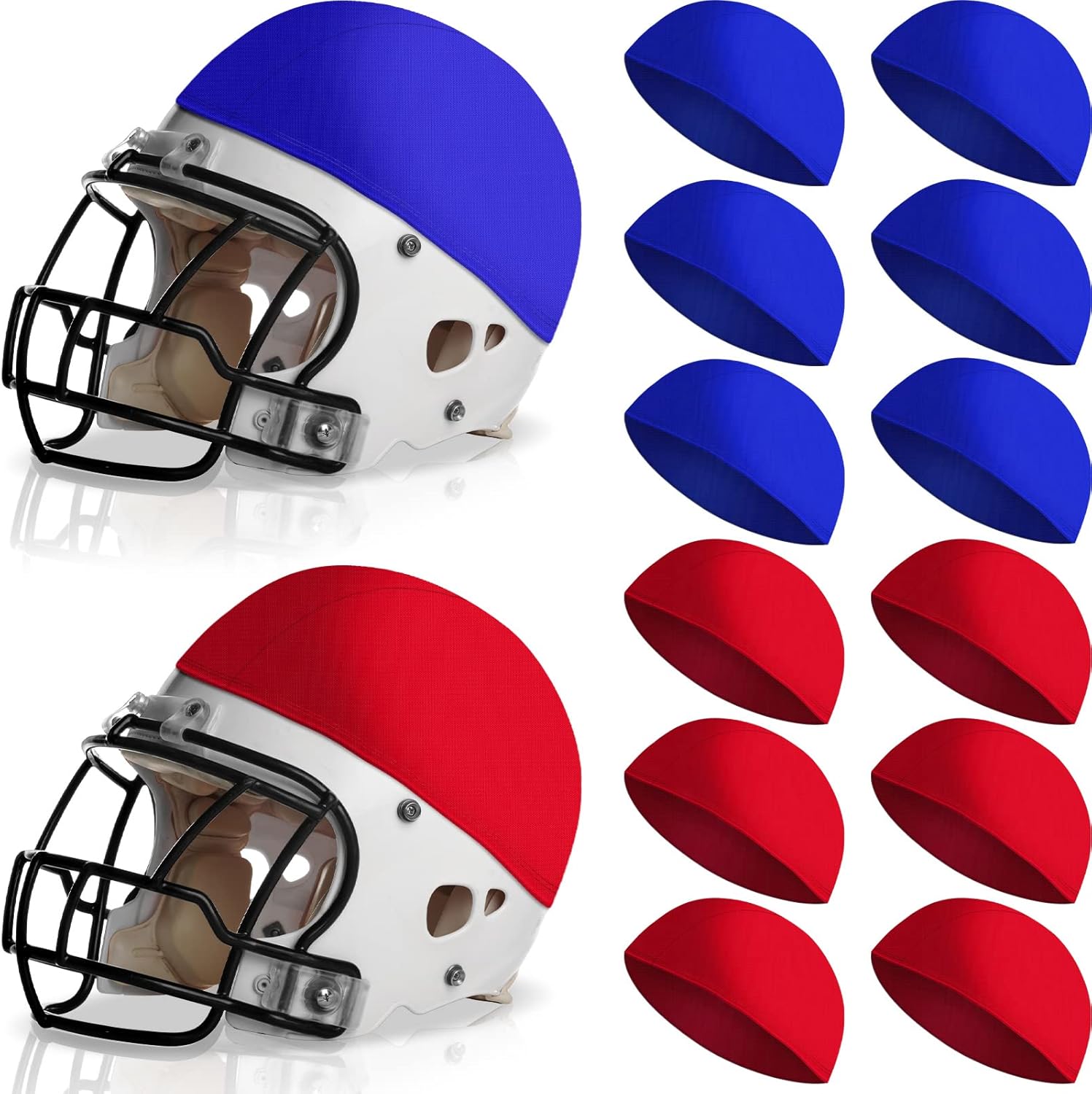 Jecery 12 Pieces Scrimmage Helmet Cover Football Helmet Scrimmage Caps for Youth Football Hockey Lacrosse Adult, 10.24 Inches in Diameter (Red, Blue) : Sports & Outdoors