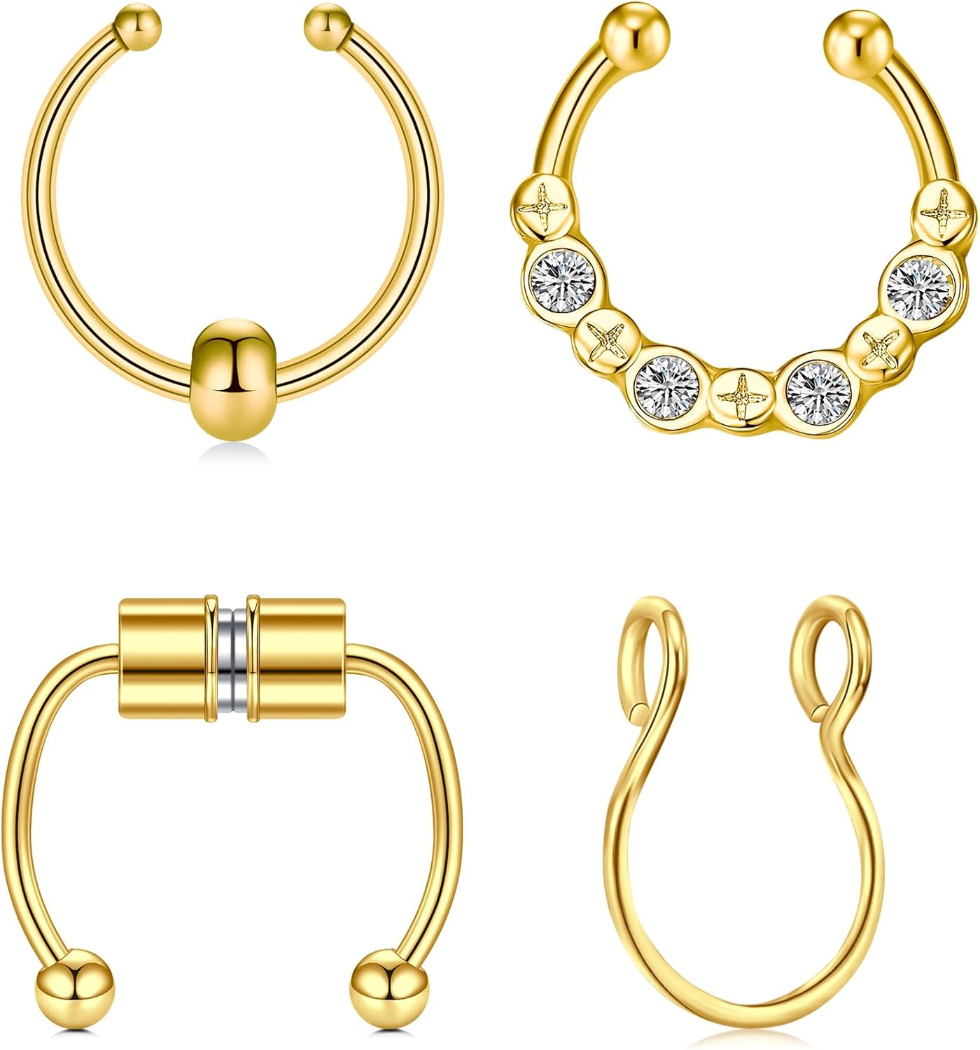 Clip-On Fake Nose Ring Set for Women and Men Russia Ubuy