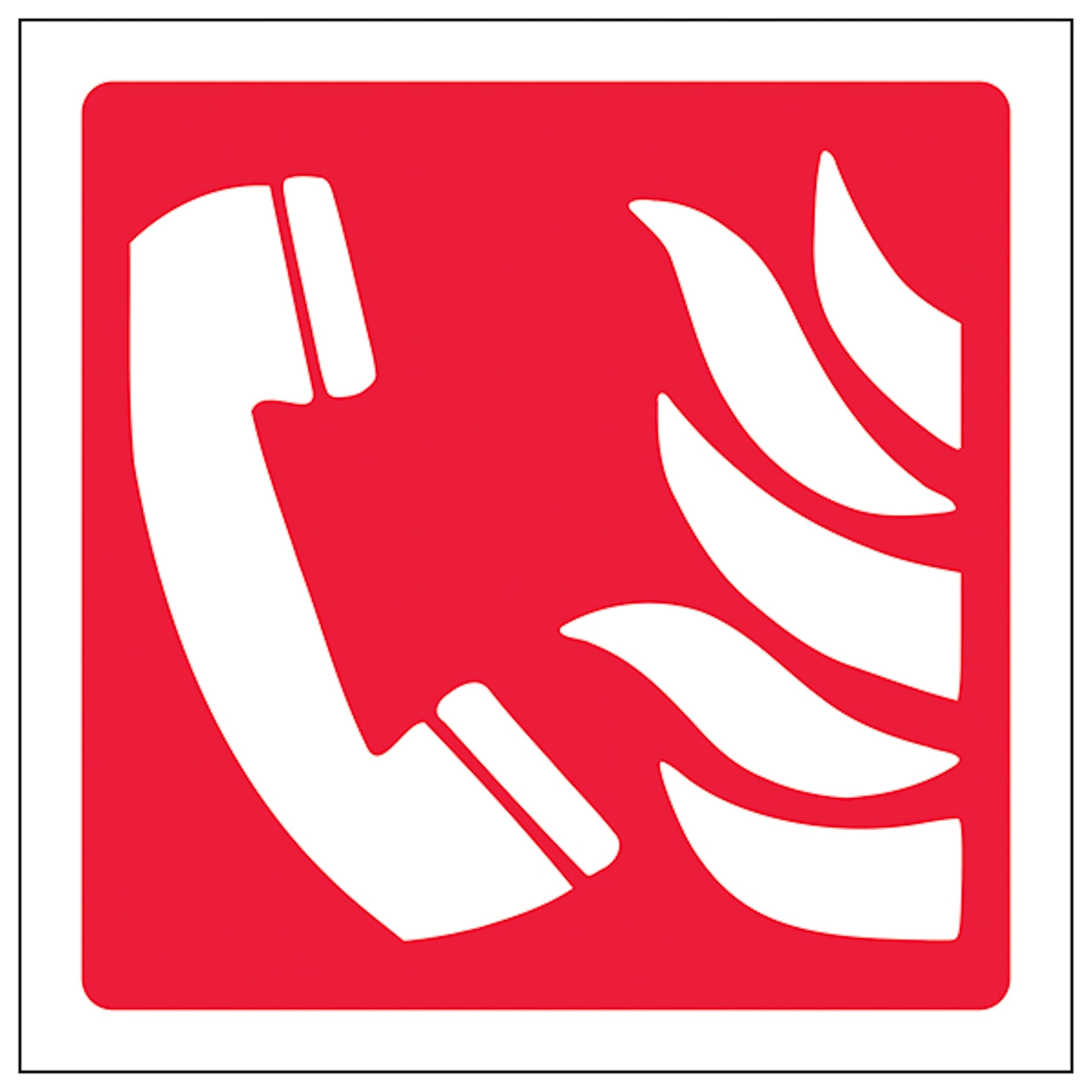 V Safety Fire Phone Symbol 150 x 150 mm - 3mm Aluminium Composite Safety Sign