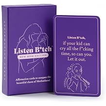 Listen B*tch New Mom Affirmation Cards | 50 Self Love & Encouragement Cards | Conquer the Beautiful Chaos of Motherhood | New Mommy Survival Kit, Postpartum Gifts for Mom, Baby Shower, Mother&rsquo;s Day