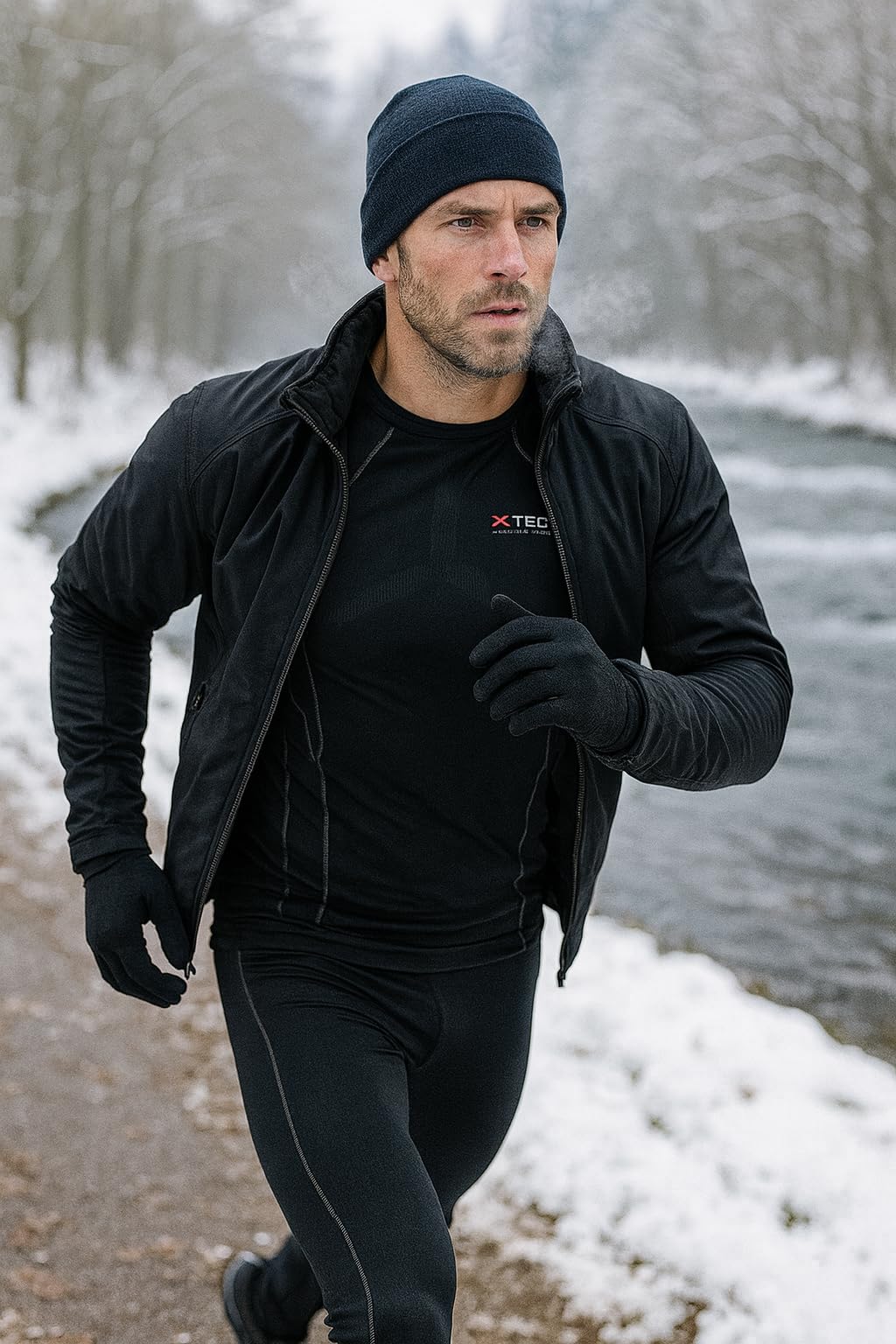 Generico Maglia Tecnica Intima Sportiva Antivento Termica Invernale a Maniche Lunghe Girocollo Nera Maglietta Race 3 XTECH Made in Italy