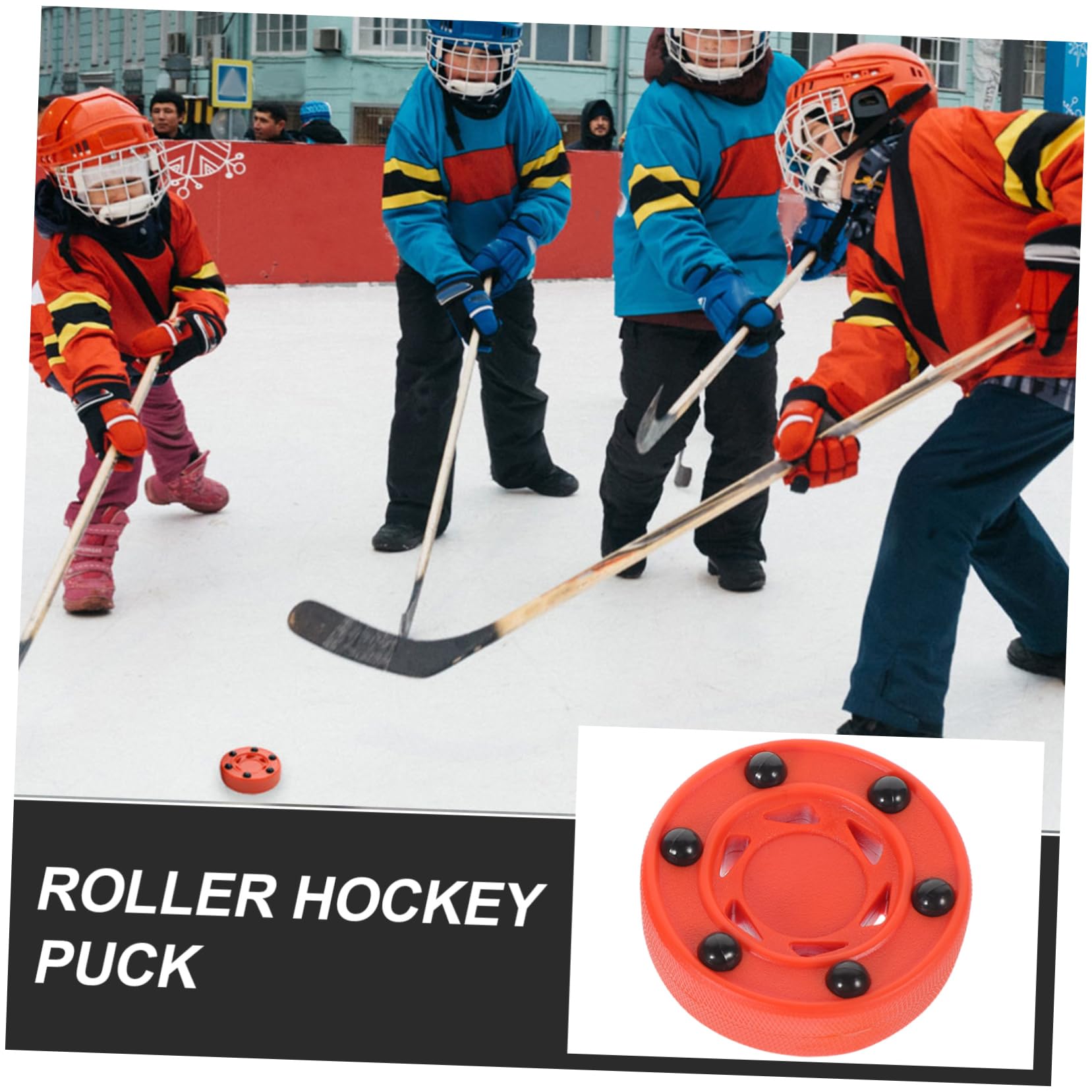WOONEKY Rondelle de Hockey en Ligne Rouge 2 Pièces Nylon PVC