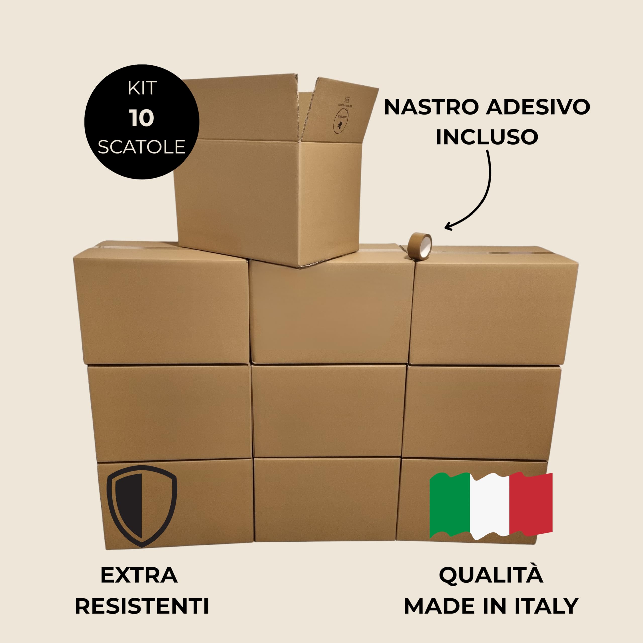 Scatole Trasloco 60x40x40 cm con Nastro Adesivo – Scatoloni Extra Resistenti a Doppia Onda Rinforzata Made in Italy CUOREDIALFA