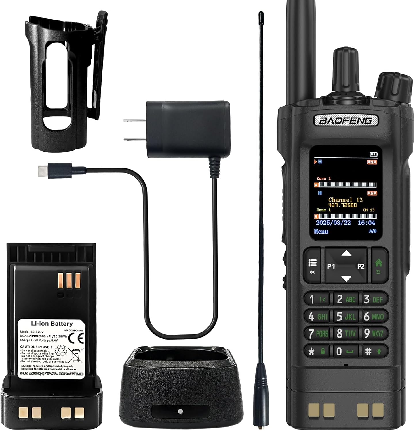 BAOFENG DM-32 DMR Radio GPS/APRS Walkia Talkie Digital and Analog Two Way Raido USB-C Charging Multi-Band FM/AM WakieTalkie DM32 with Radio Cases and High Gain Antenna
