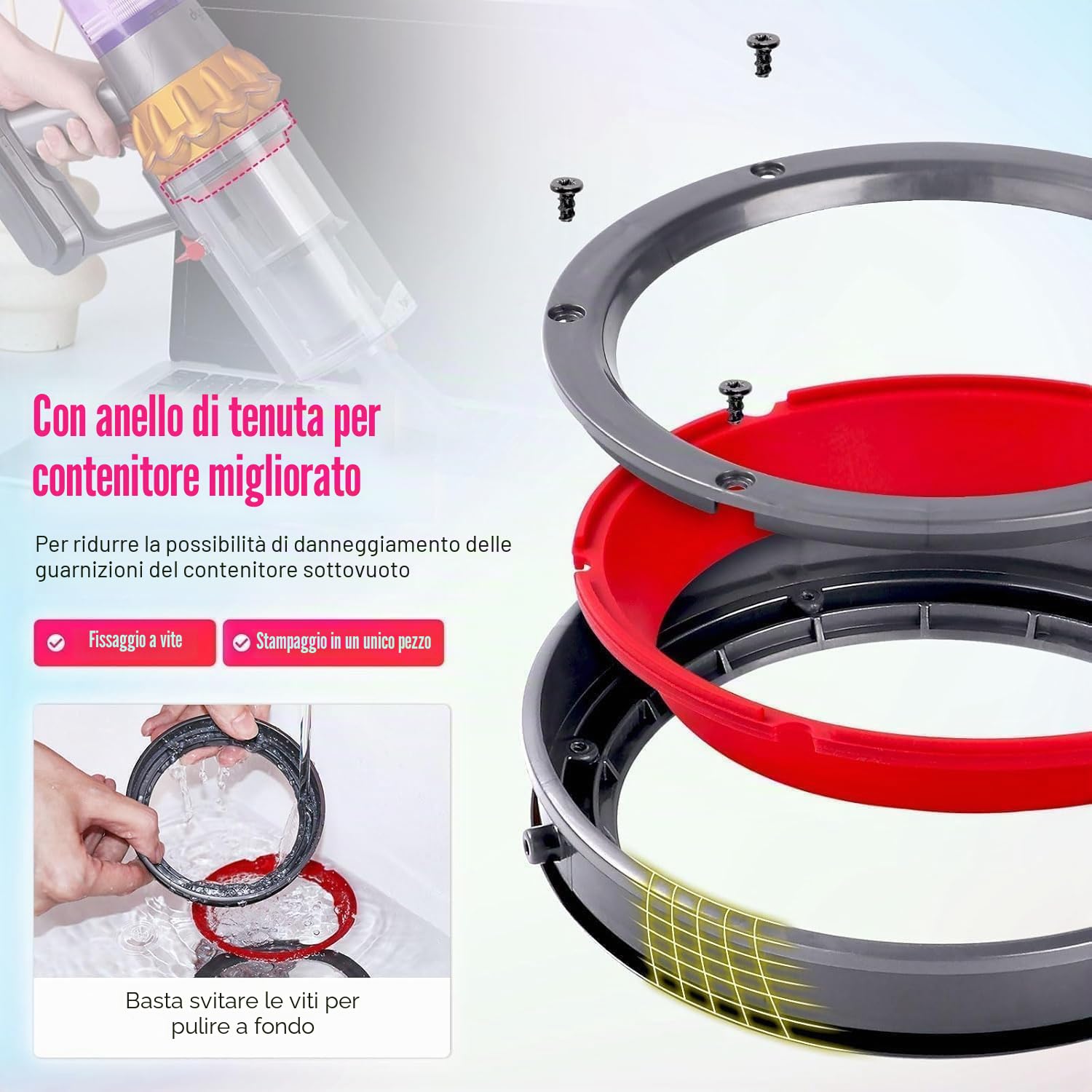 Ricambio per bidone della polvere aggiornato compatibile Dyson V11 V15 SV14 SV15 SV22, contenitore trasparente n. 970050-01/965443-01 con filtro HEPA