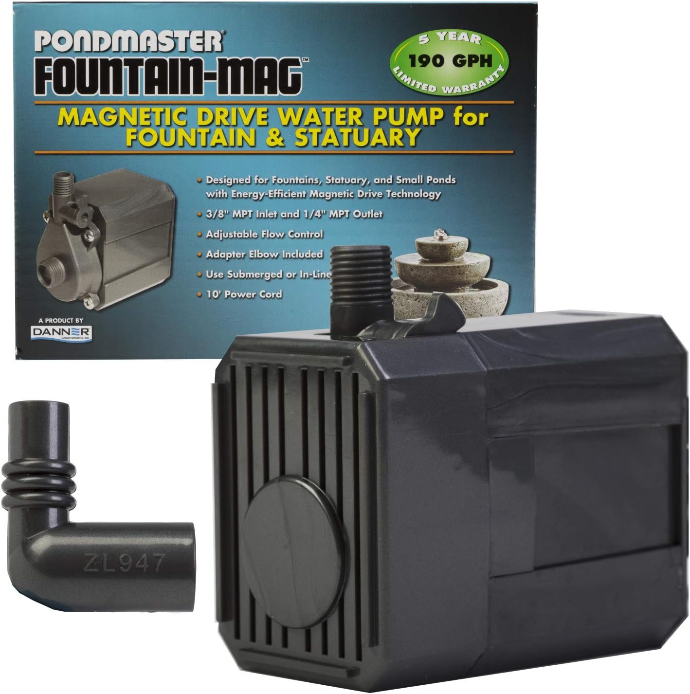 Pondmaster 02519 190 GPH Magnetic-Drive Utility Pump