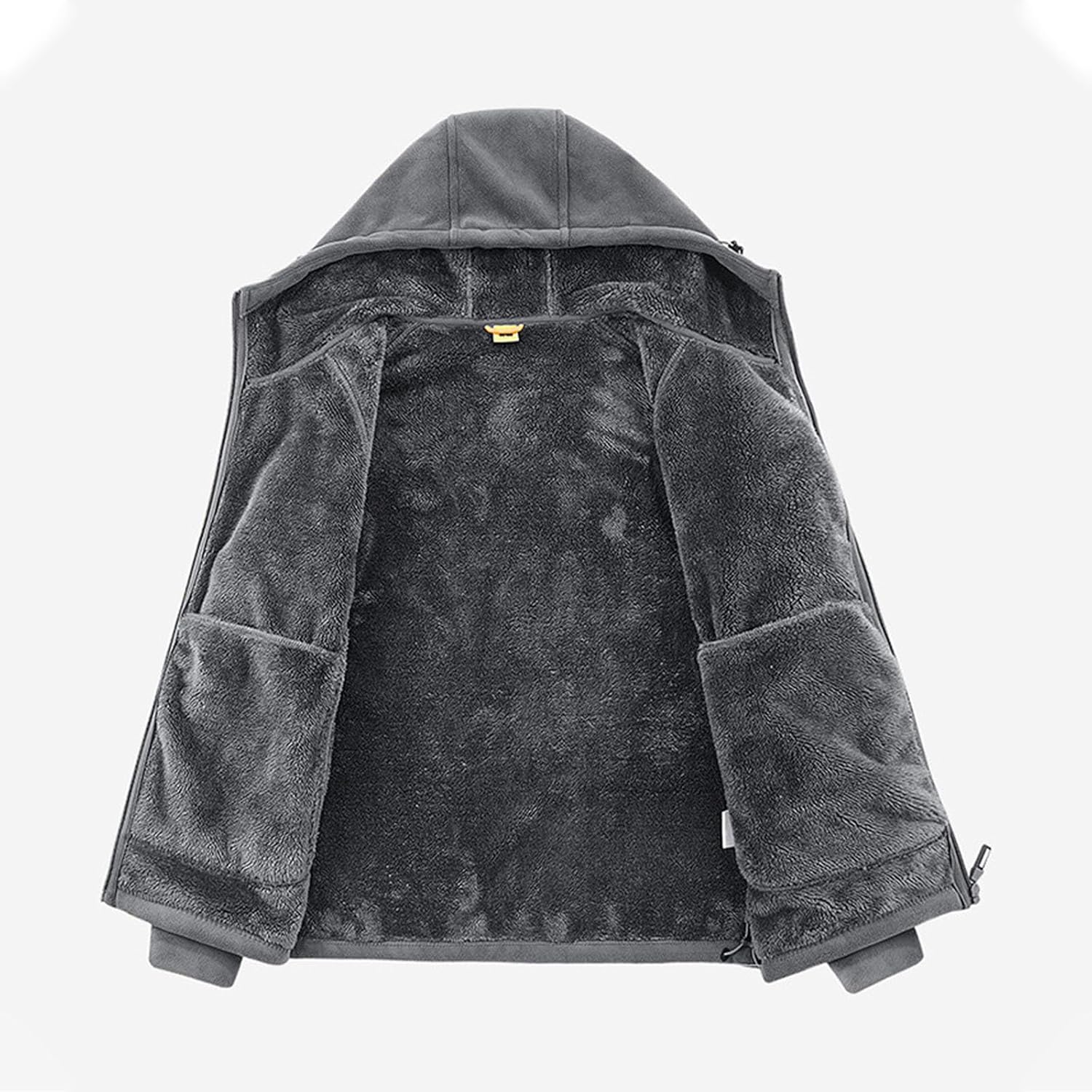 Men Full Zip Hoodie Coats with Pockets:Fashion Long Sleeve Winter Warm Hiking Jackets Loose Fit Workout Coat