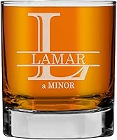 Vista 38 de Monograma grabado de cristal de whisky Rocks de 11 onzas (letra J), regalos de bourbon personalizados de la A-Z para hombres, día del padre, vidrio