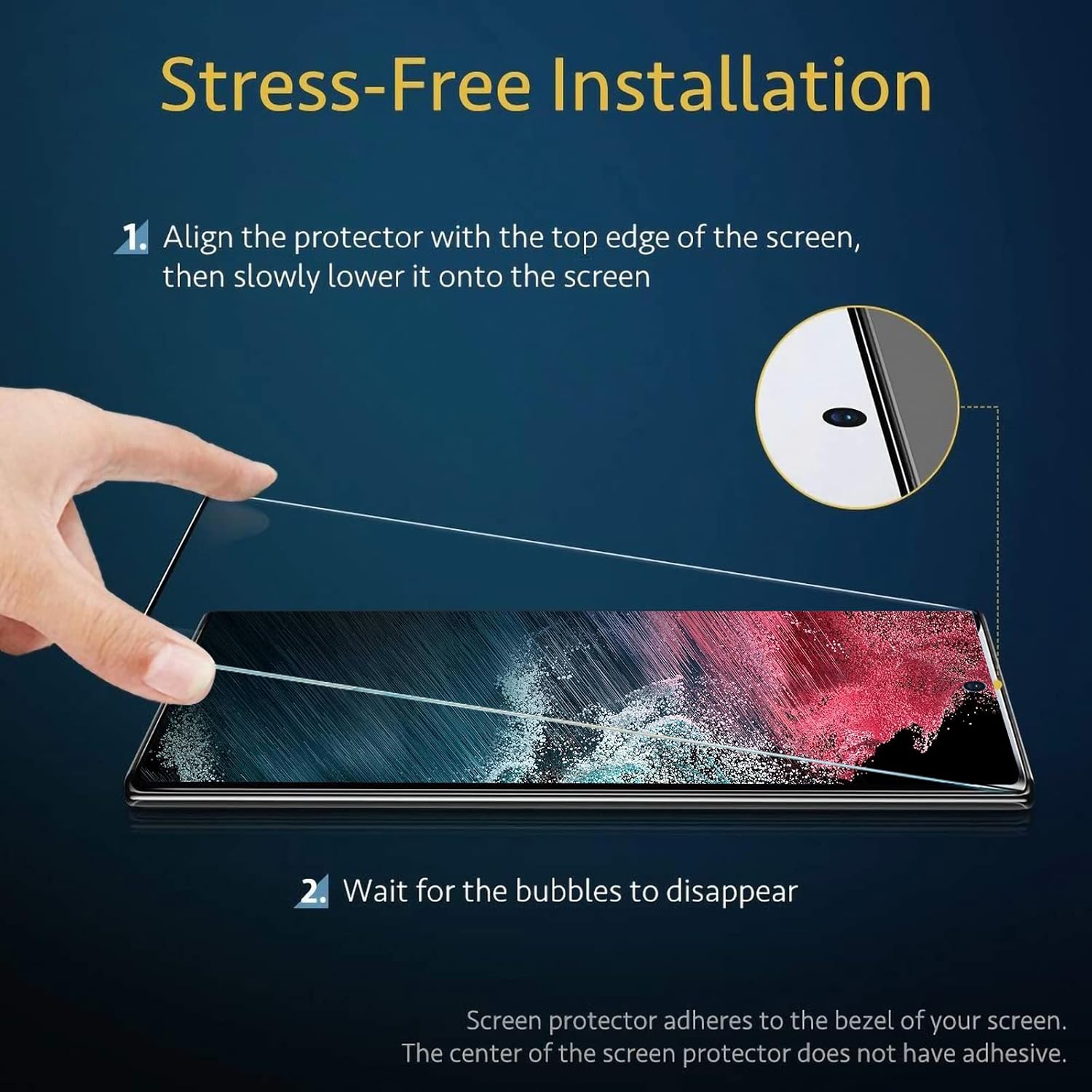 [2+2 Pack]Galaxy S22 Ultra Screen Protector, HD Clear Tempered Glass, Ultrasonic Fingerprint Support, 3D Curved, Scratch Resistant, Bubble-Free for Galaxy S22 Ultra 5G Glass Screen Protector