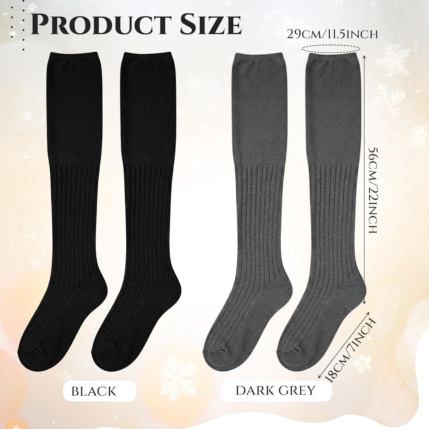 2 Pairs Over Knee High Boot Socks Cotton Extra Long Slouch Over Knee High Socks Long Boot Stocking for Women - Image 3