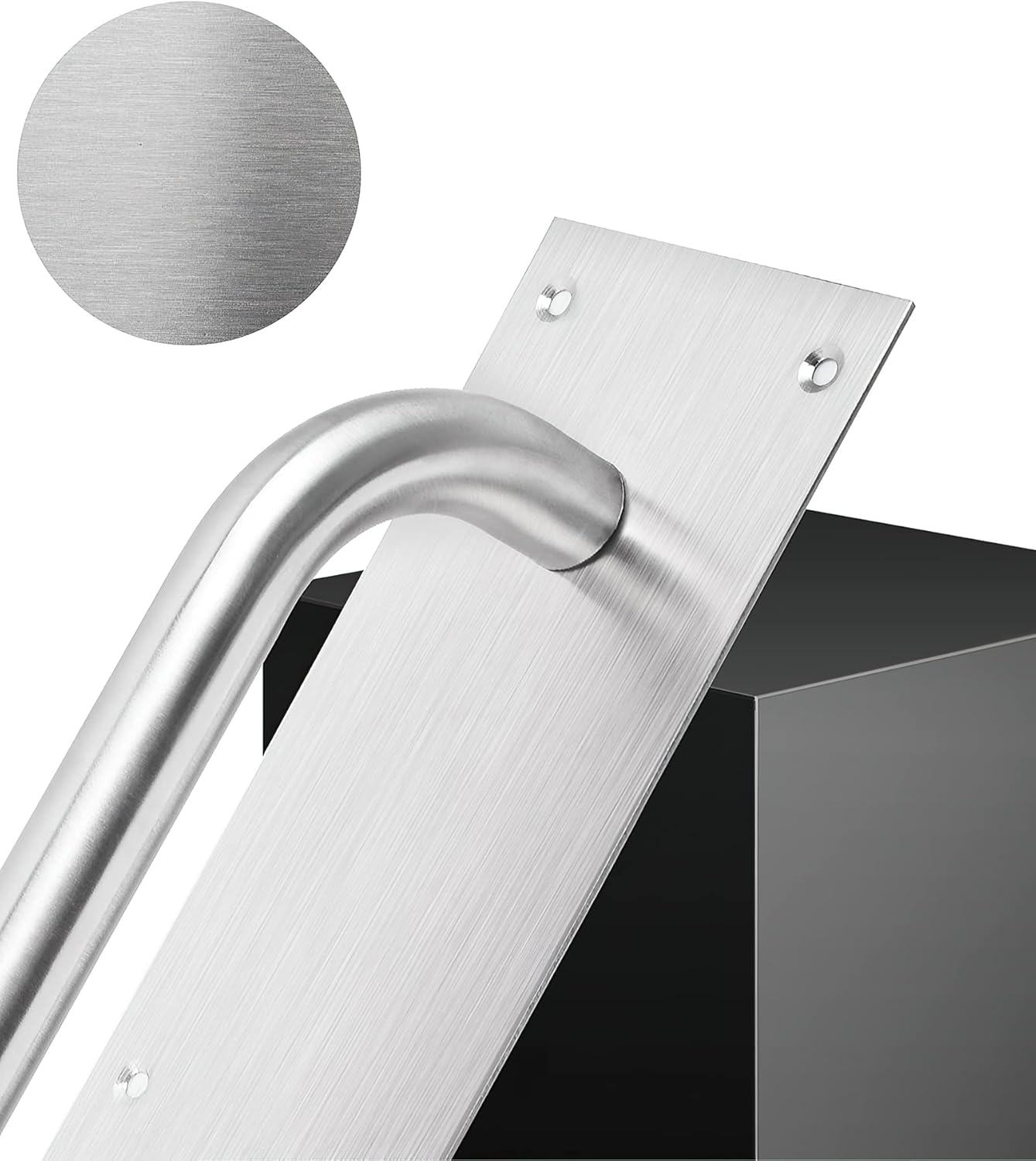 Thymart Stainless Steel Door Pull Handle 11.8 Inches Plate Commercial Door Handle - No Sharp Edge - Screws Included (Large, Rectangle, Pack-of-2Piece)