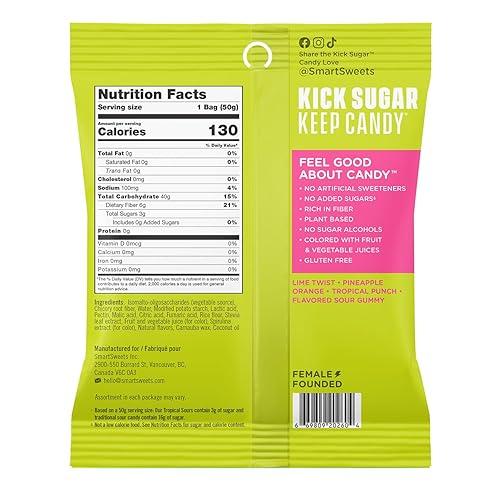 Miniatura 31 de SmartSweets Sour Blast Buddies, caramelo con bajo contenido de azúcar (0.11 oz), bajo en calorías (100), sin edulcorantes artificiales, a base
