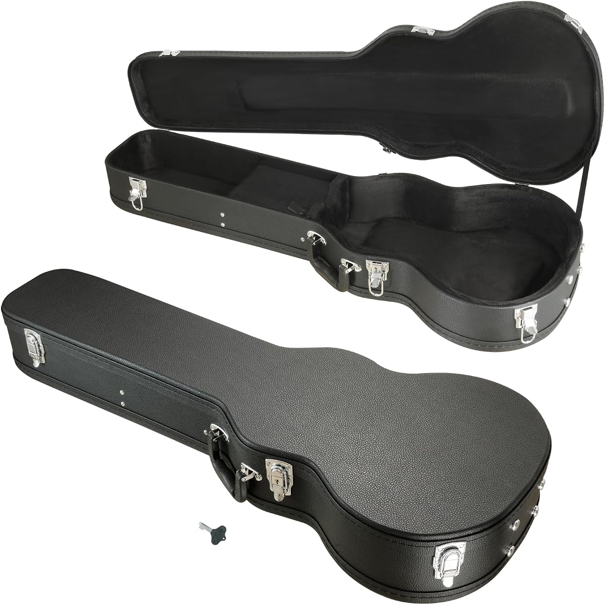 Electric LP Guitar Hard Case for Les Paul Style Electric Les Paul Guitar Wooden Hard Shell Lockable Extr Storage, Black