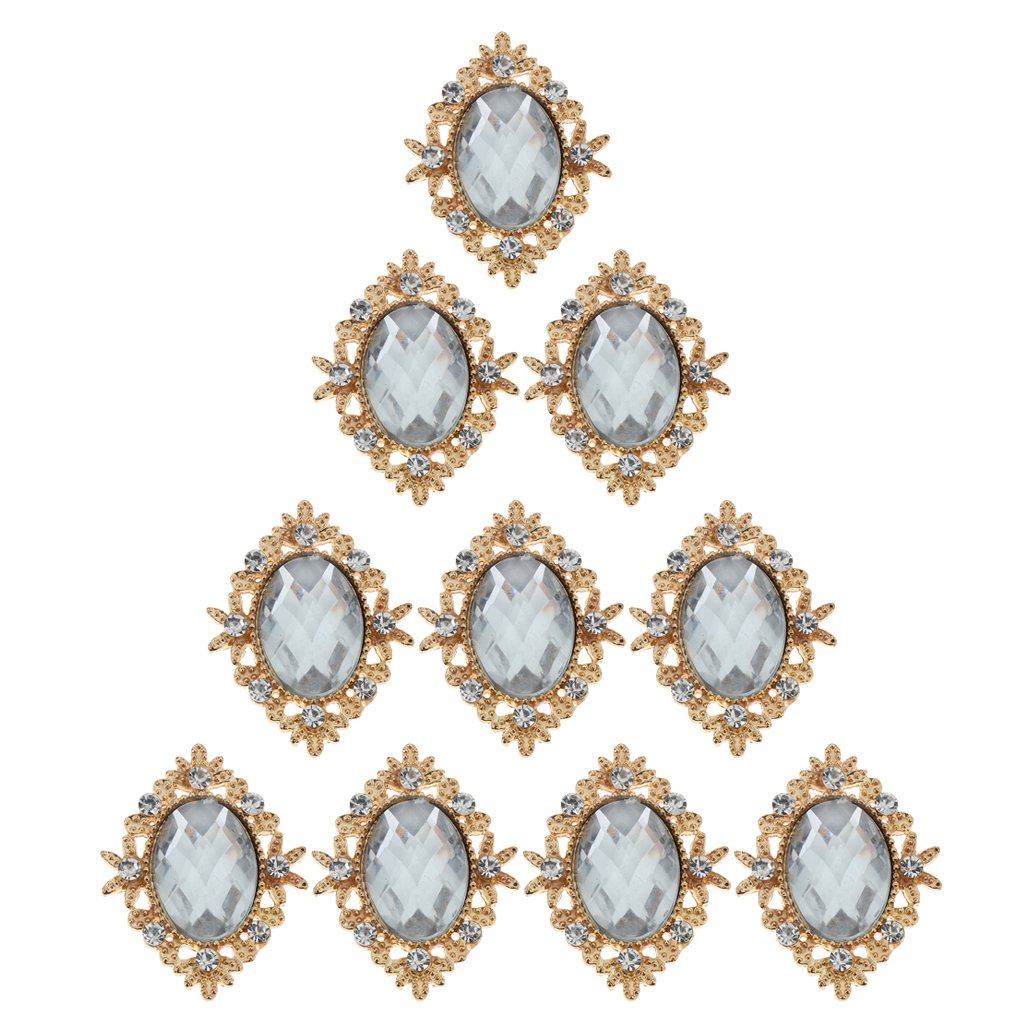 Colcolo 10pcs Rhinestone Cabochon Sewing Crystal Button for DIY Wedding Decor, Clear, 30x25mm