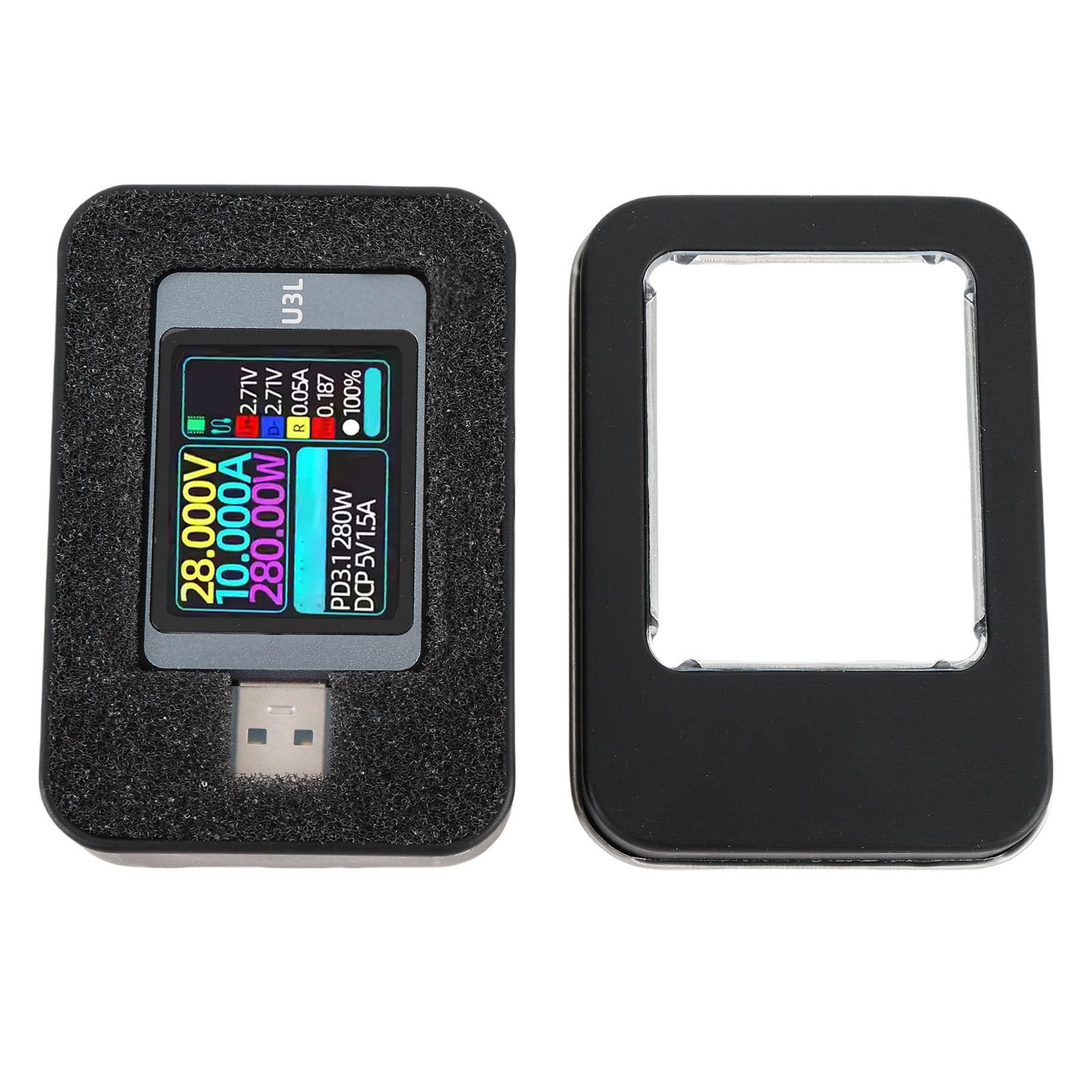 Ausla Miernik Mocy Testera USB, Multimetr USB z Wykrywaniem Protokołu Szybkiego ładowania, Potężny Procesor, Wykrywanie Informacji o Kablach Danych, Obudowa ze Stopu Aluminium, dla Napięcia Prądu