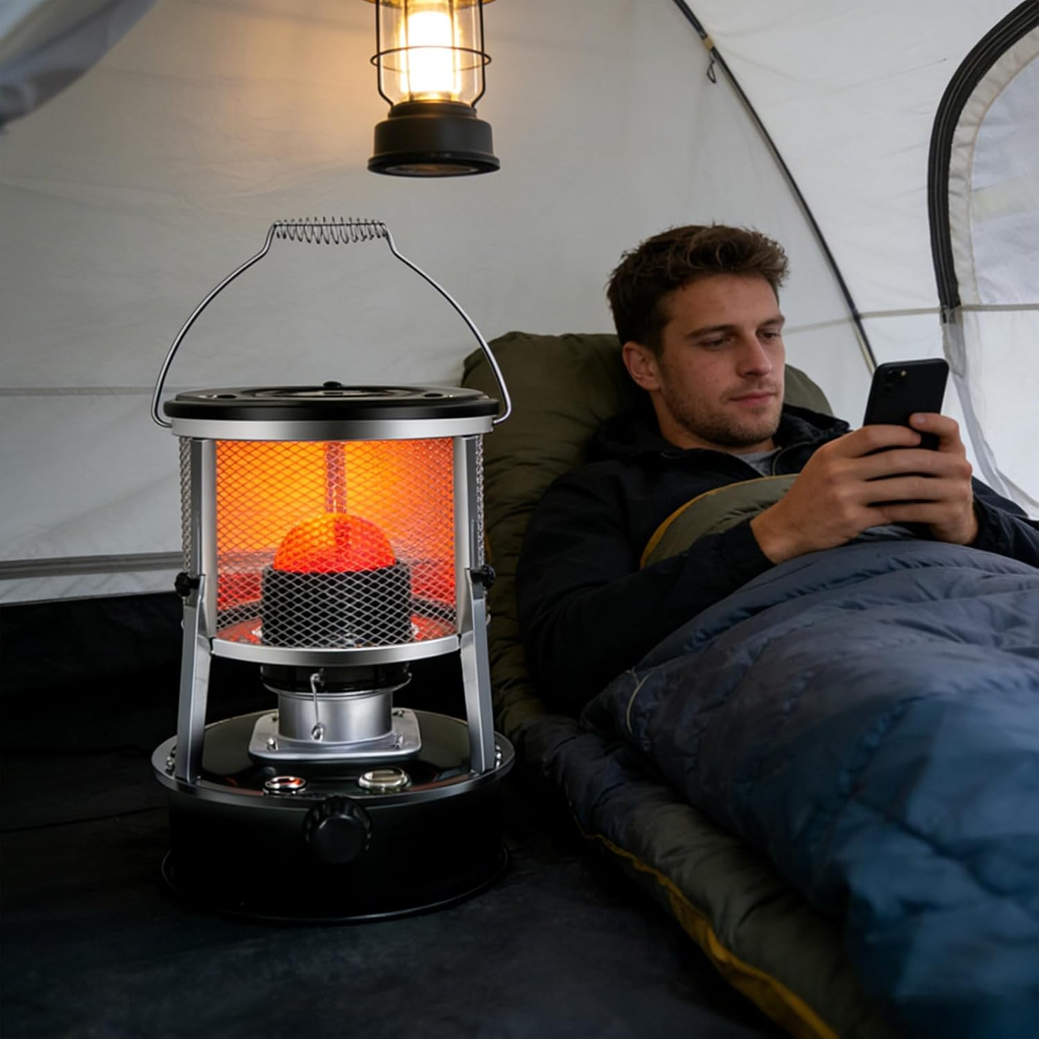 Non Electric Heaters for Indoor, 2 in 1 Portable Kerosene Heater & Stove, Suitable for Camping, Home, Garage, Ice Fishing, Emergency Heat (Black)