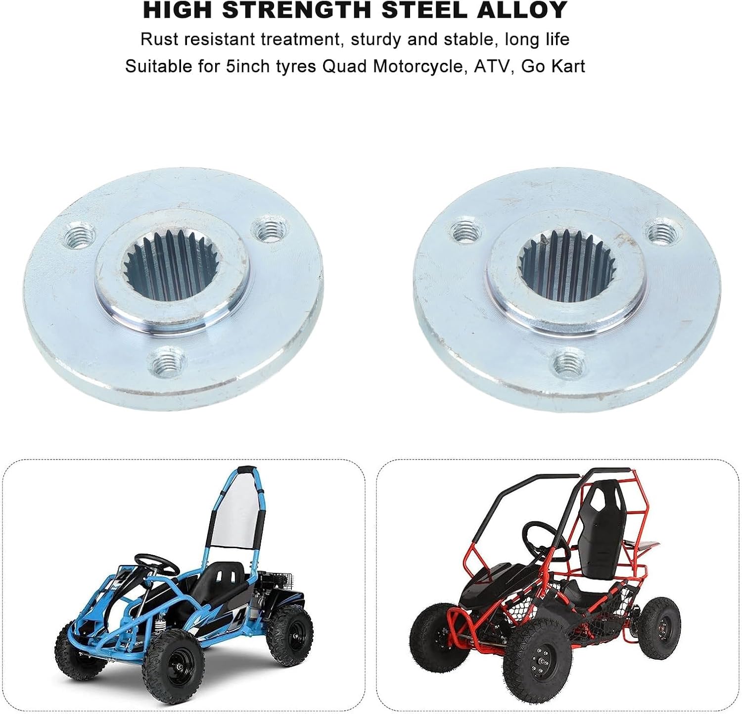 A Pair of Rear Axle Wheel Hub, 23T 3 Stud Rear Axle Wheel Hub with Screws Left Right Fit For 5inch Tyres Quad Motorcycle ATV Go Kart