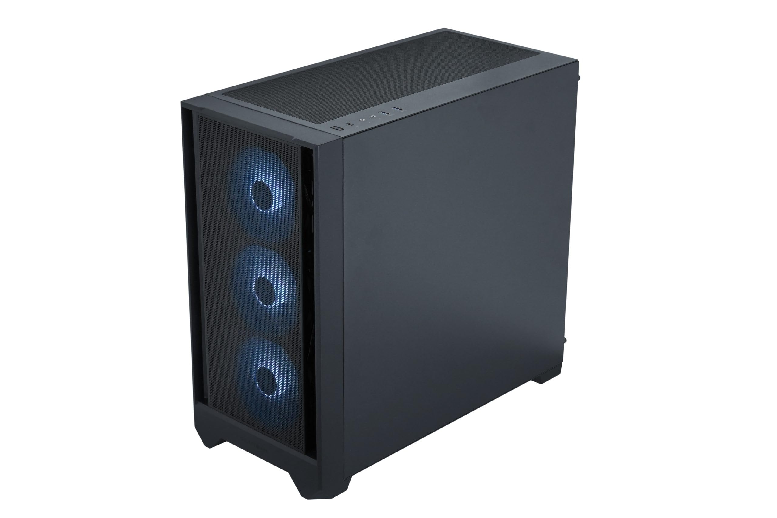 Flow 110 Black A-RGB Midi Tower Case PC, rete frontale con presa d'aria laterale, finestra laterale in vetro, 4 ventole A-RGB HDB, controllo PWM e 3 pin, GPU fino a 380 mm, ATX/mATX/ITX