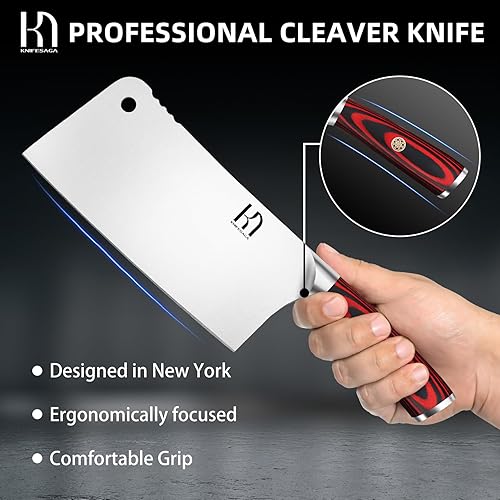 Miniatura 3 de 7CR17MOV - Cuchillo de carnicero de acero inoxidable de alto carbono de 7.5 pulgadas con mango ergonómico, ultra afilado, útiles utensilios de