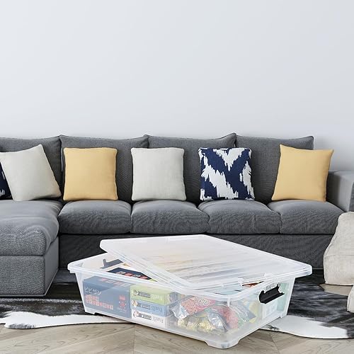 Miniatura 7 de Contenedores de almacenamiento grandes de plástico debajo de la cama, de plástico transparente debajo de la cama, con ruedas, paquete de 3