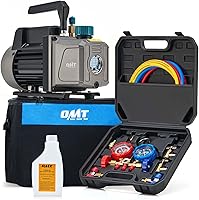 Vista 11 de Orion Motor Tech - Bomba de vacío de AC y juego de medidores, bomba de vacío de 1/3 hp, kit de manómetro de 4.5 cfm con detector de fugas, 4
