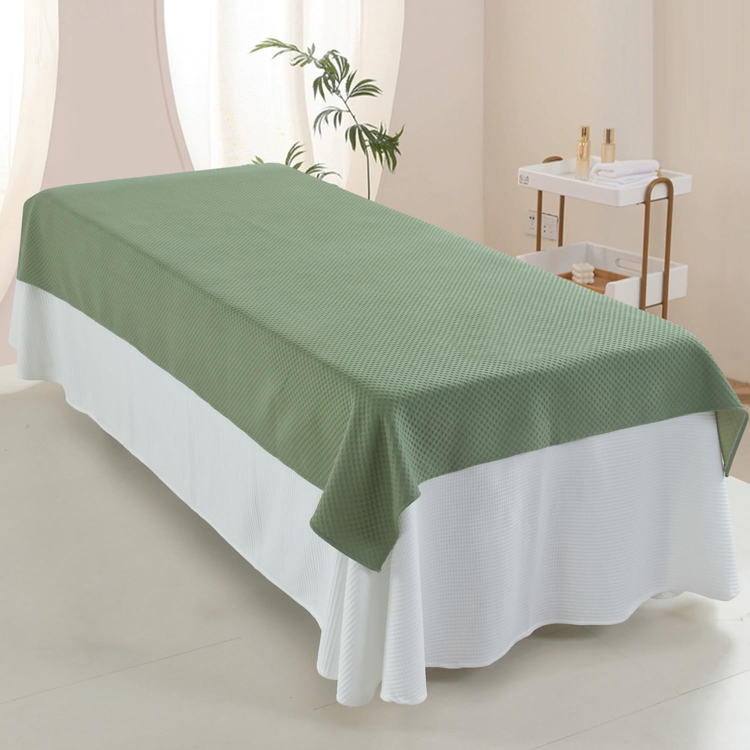 LDLCYCN ,A/green(N),120 * 210cm, Premium Reusable Massage Table Bed Sheets With/Without Face Hole Soft Lash Bed Sheet Professional Massage Linens Dustproof Spa Bed Cover Massage Spa Couch Cover