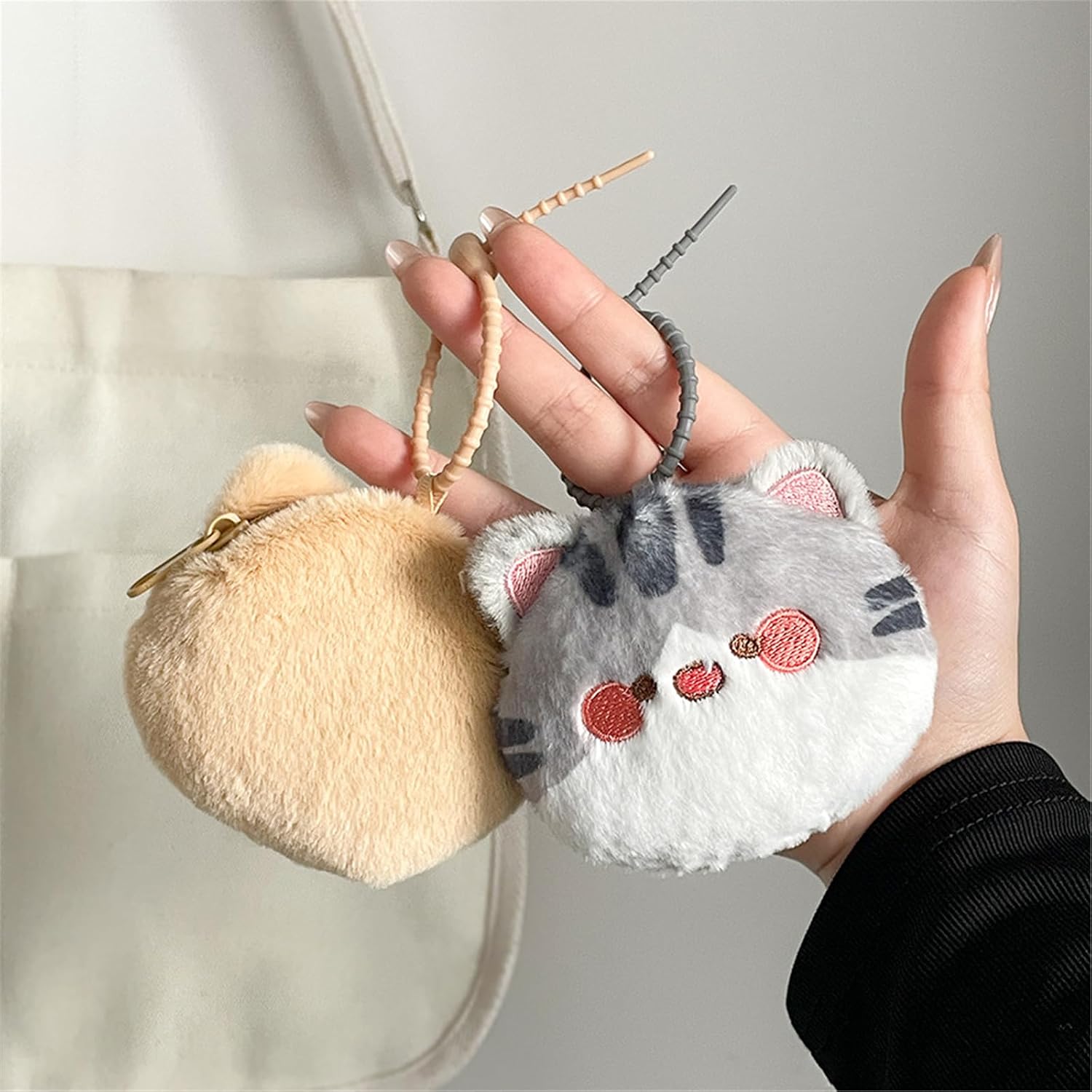 Plush Cats Change Purse Lovely Coin Pouches Bag Charm Earphone Case Cartoon Animal Storage Bag Coin Purse