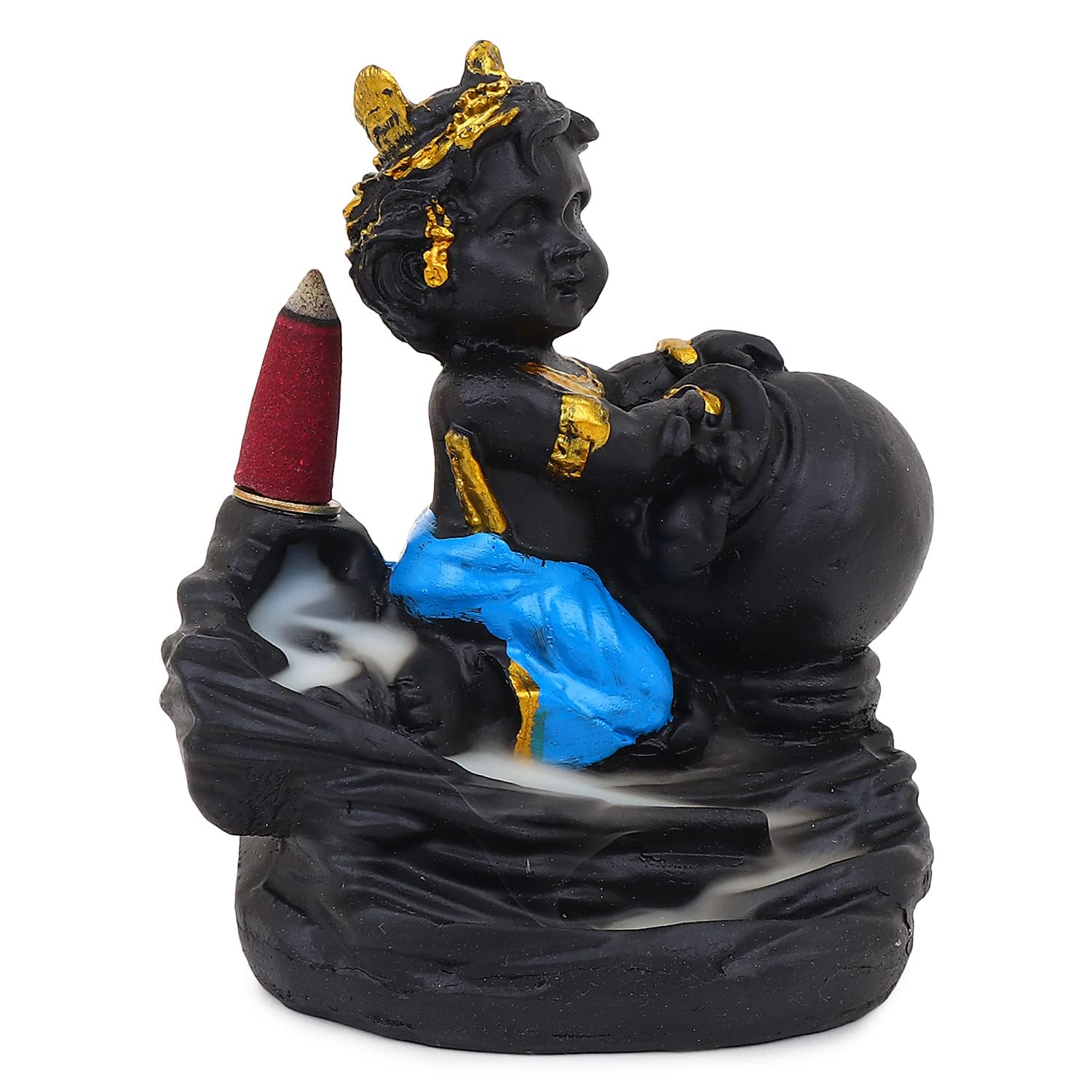 Marvellou's Resin Makhan Chor Smoke Fountain Backflow Cone Decorative Incense Holder, 2.5 X 3, Multicolour, 1 Piece