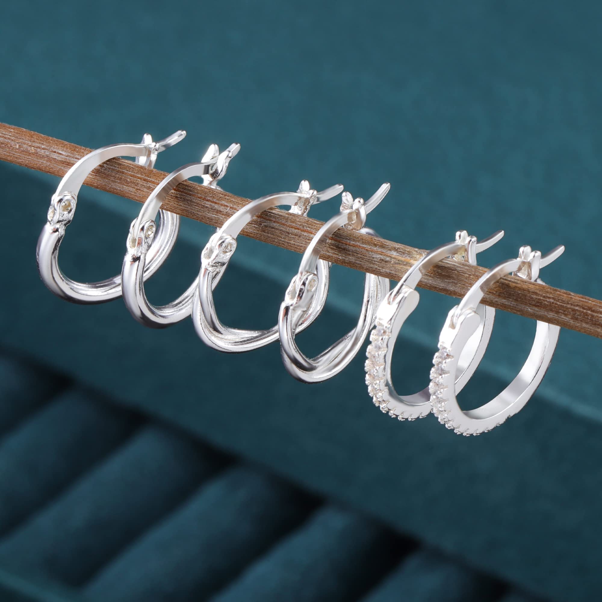 ALEXCRAFT Piccoli Orecchini a Cerchio, Orecchini Per Polsini Auricolari Da Donna, Orecchini a Cerchio Intrecciati Da Donna, Orecchini a Cerchio Spessi Vintage Ipoallergenici In Oro e Argento (9 Paia)