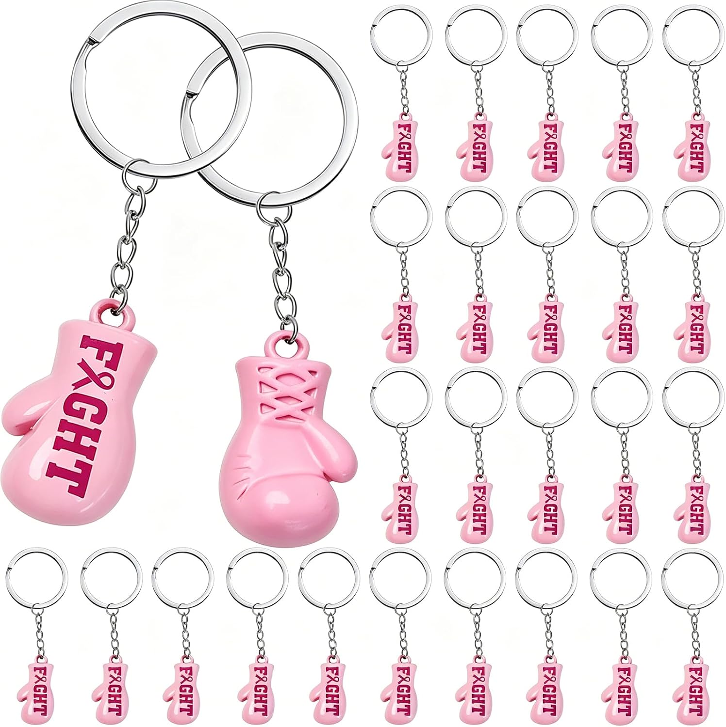 30PCS Breast Cancer Awareness Keychains for Women - Breast Cancer Awareness Pink Ribbon Keychains,Breast Cancer Boxing Glove Keychain,Inspirational Gifts for Women for Party Supplies.
