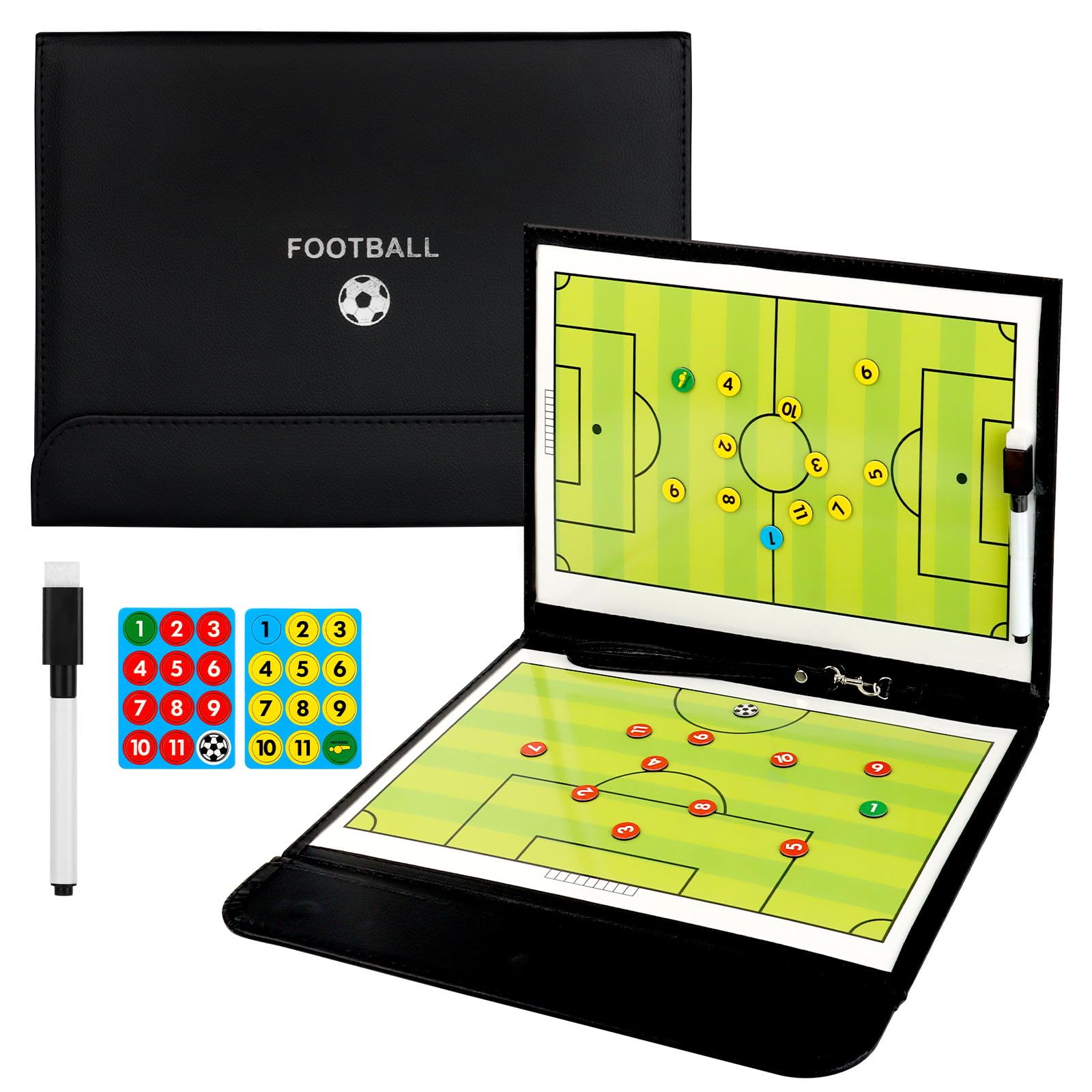 KEWUZY Coaches Lavagna Tattica, Calcio Allenatore di Board, Lavagna Tattica Calcio, con Matite e Magneti, per Insegnare e Formazione di Calcio