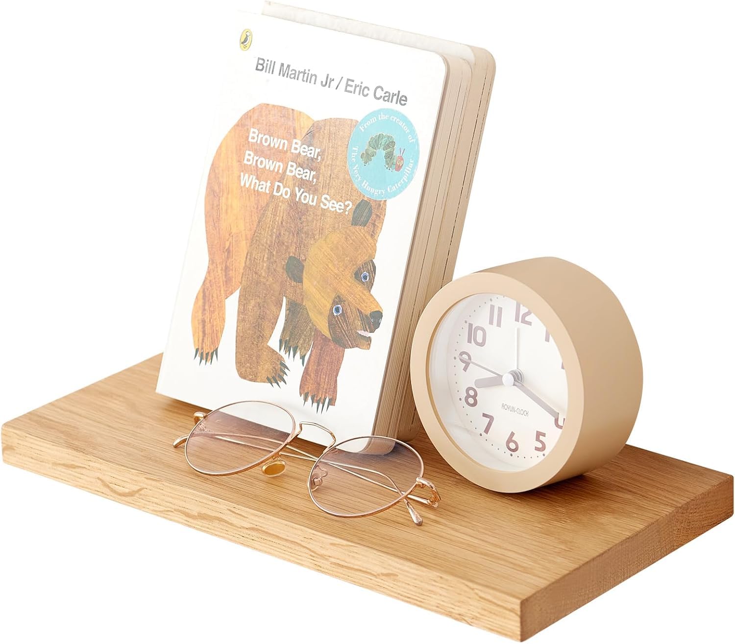 Oak Floating Shelves Rustic Wood Wall Shelves for Storage, Wall Mounted Wooden Display Shelf Wide for Living Room Bedroom Kitchen Bathroom (16 inch)