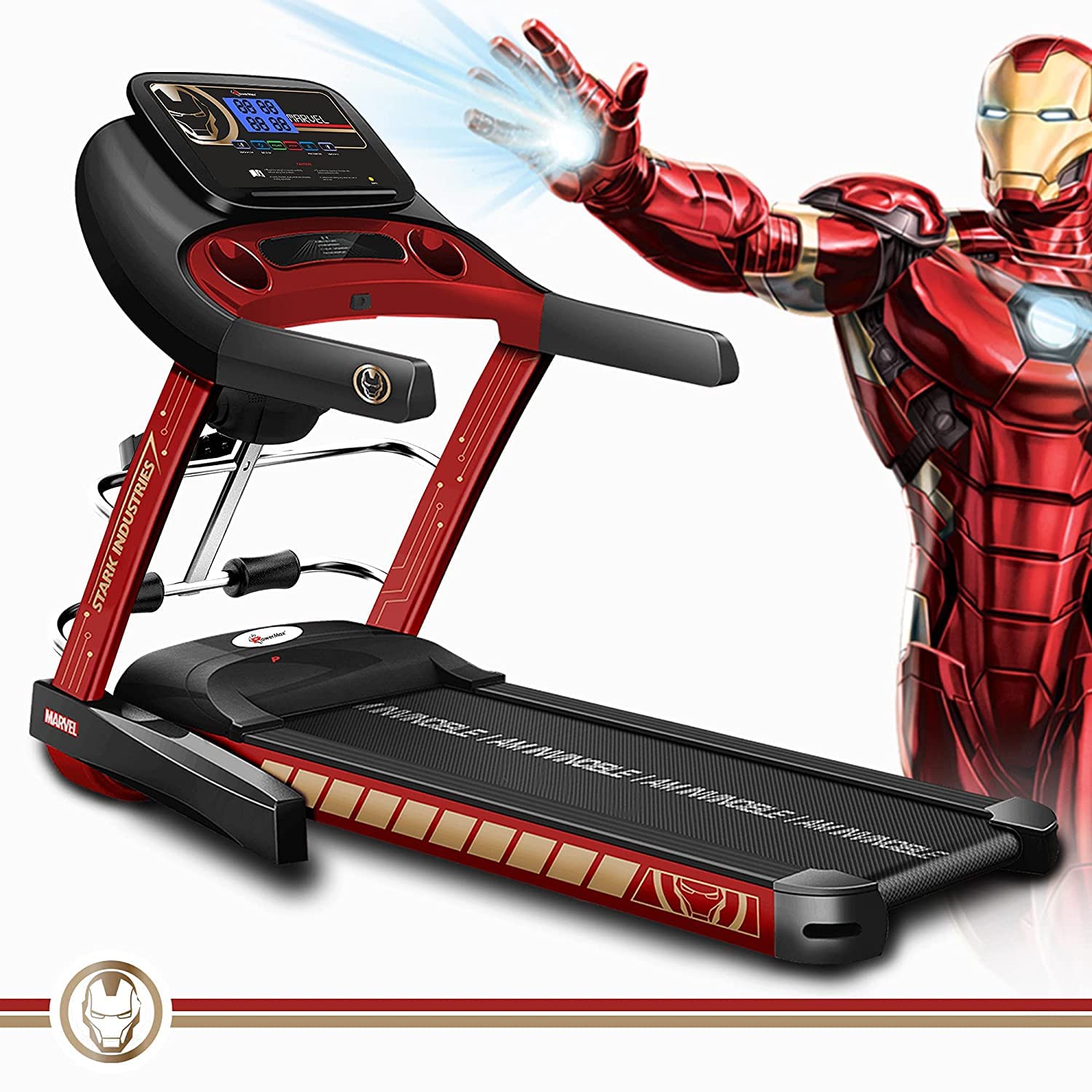 PowerMax Fitness X Marvel MT-1M Iron Man Edition (4HP Peak) Smart Folding Electric Multifunction Treadmill for Home Gym|Cardio Traning with Manual Incline, Speaker, Top Speed 14 kmph|100kg user weight (B09CMPXVYS) Amazon Price History, Amazon Price Tracker