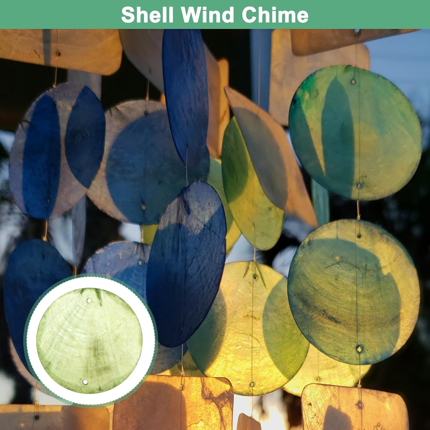 M METERXITY 100-Pack Round Shells Pieces, 2 Inch Flat Round Natural Shell Charm with Hole, Discs Sea Shells Coin Bead Connector for Wind Chimes/DIY Craft Hanging [Mixed Colors]