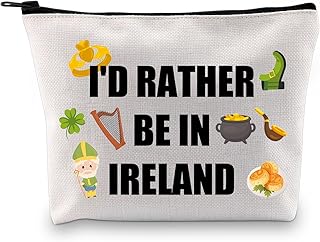 Ireland Makeup Bag Ireland Travel Essentials Ireland Souvenirs Gift Country Gift Girl Trip Gift Vacation Gift I'd Rather Be In Ireland (RATHER BE IN IRELAND)